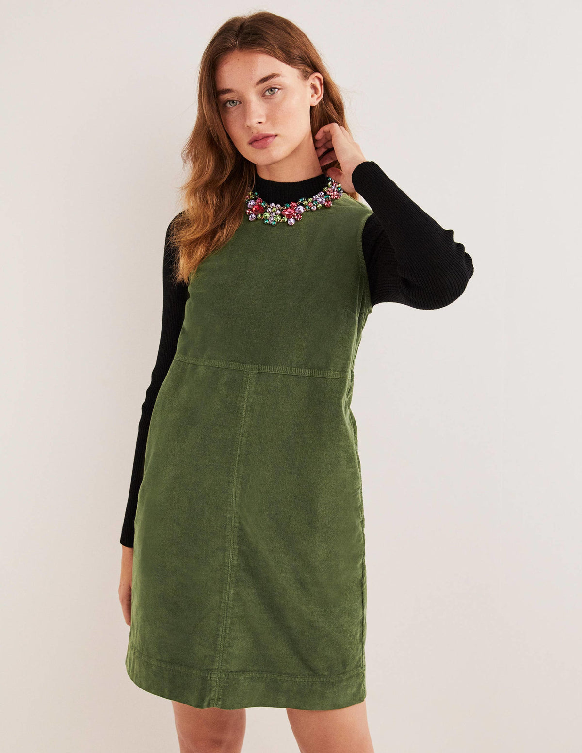 Evie Cord Shift Dress-Kale - Image 4