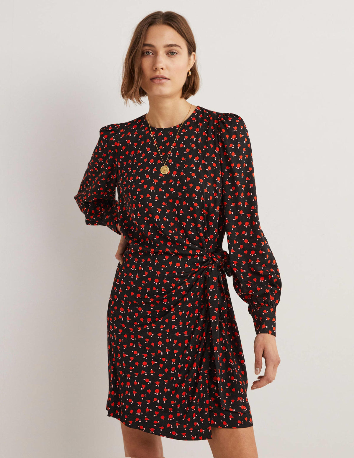 Wrap Skirt Mini Dress-Rocket Red, Tulip Charm - Image 1