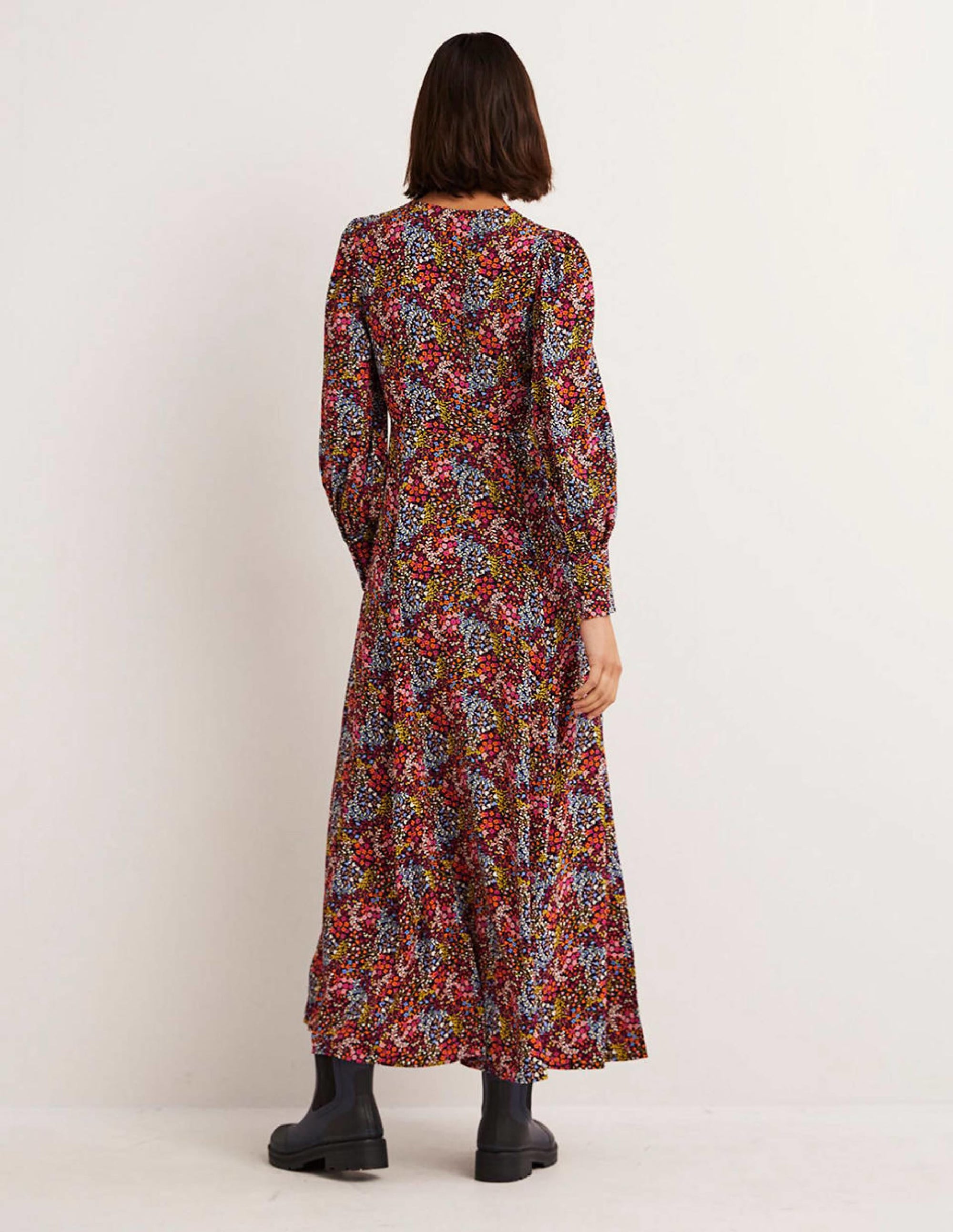Blouson Sleeve Maxi Tea Dress-Multi, Ditsy Garden - Image 4