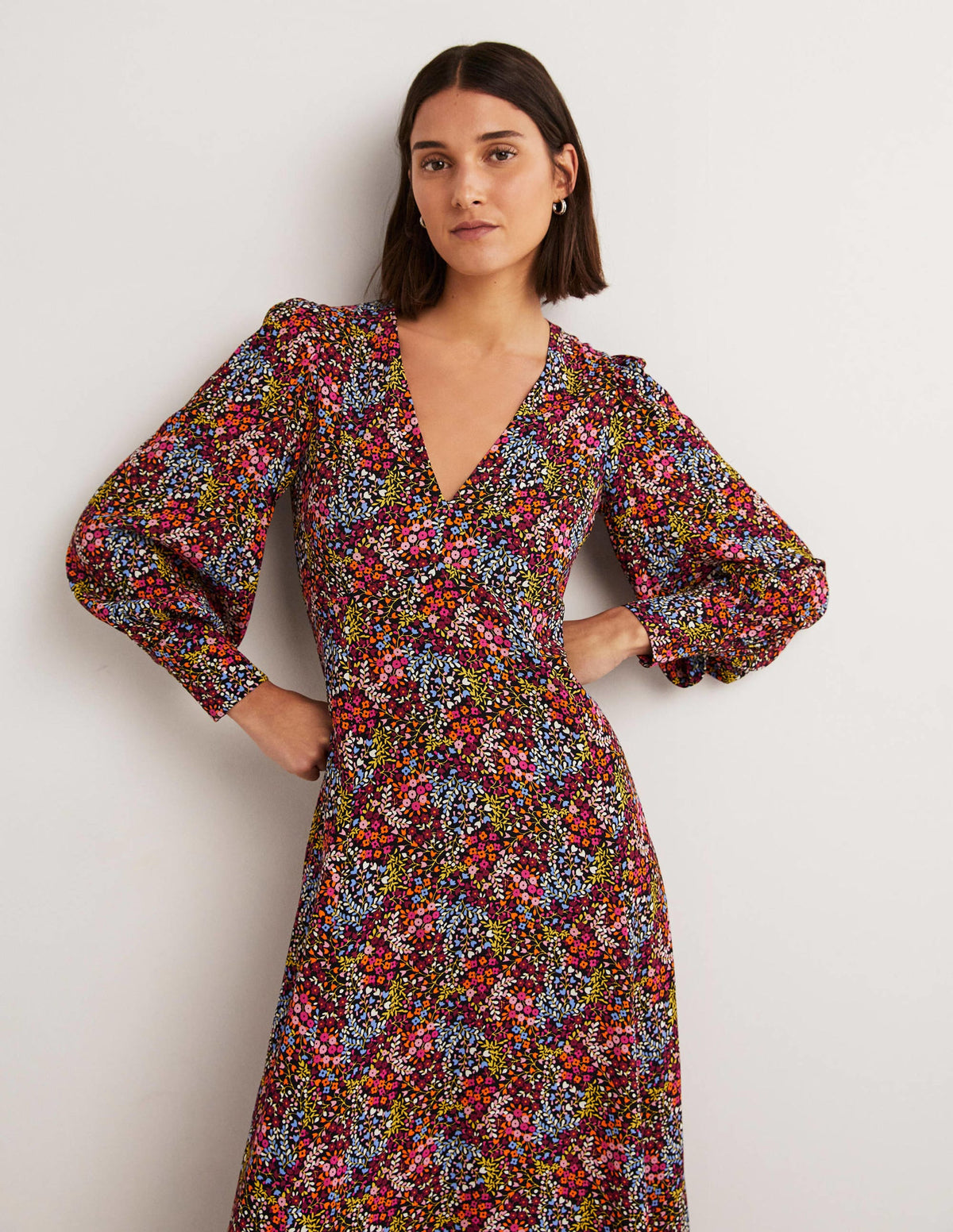 Blouson Sleeve Maxi Tea Dress-Multi, Ditsy Garden - Image 5