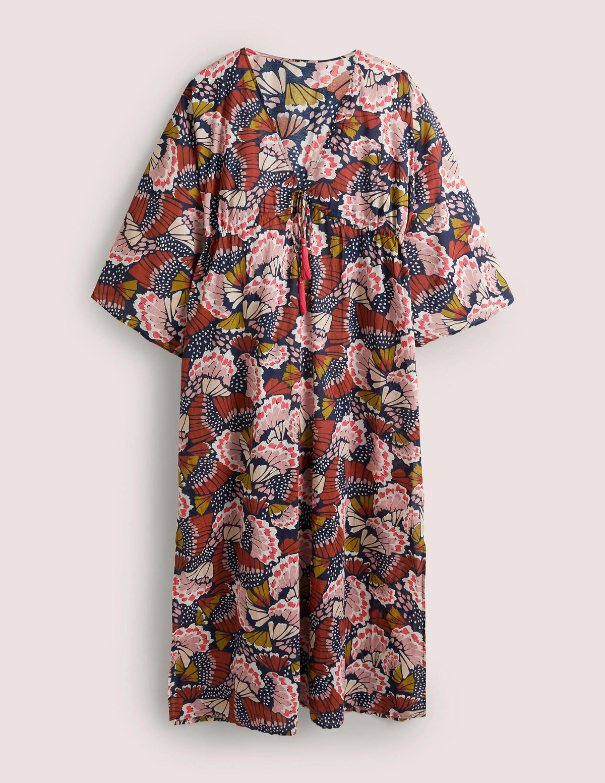 Maxi Empire Beach Kaftan Dress-Multi, Petal Stamp-5
