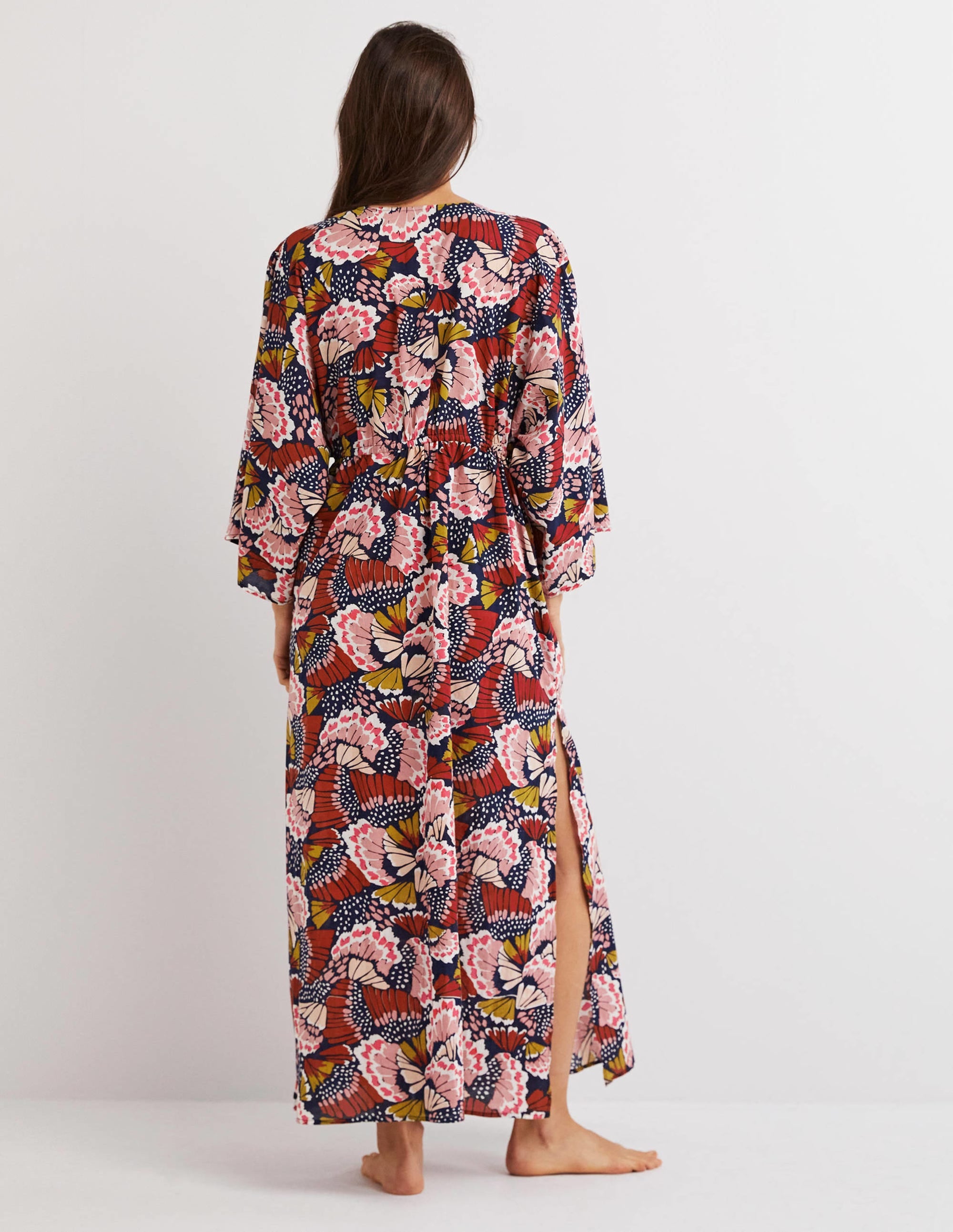 Maxi Empire Beach Kaftan Dress-Multi, Petal Stamp - Image 3