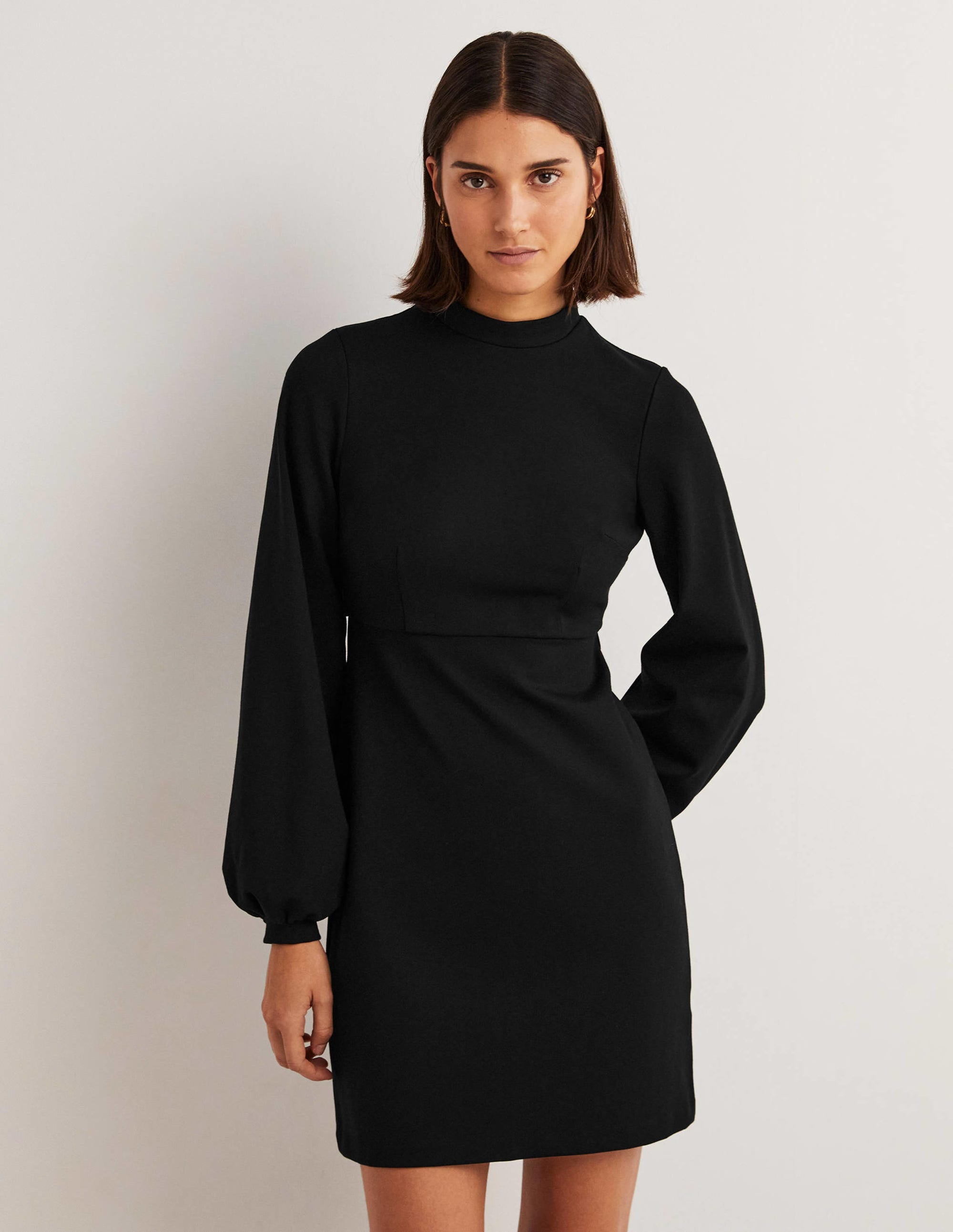 Blouson Jersey Mini Dress-Black - Image 1