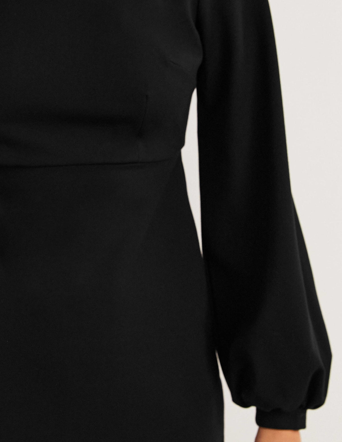 Blouson Jersey Mini Dress-Black-2