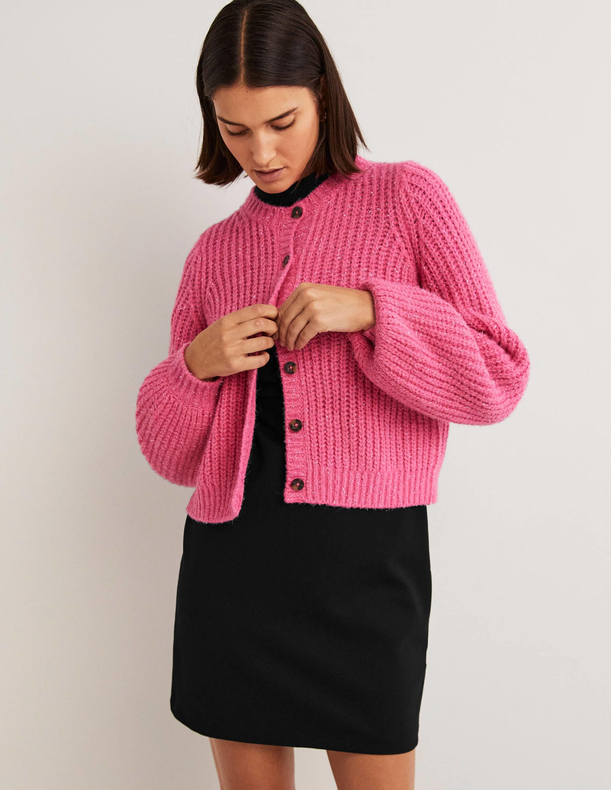 Blouson Jersey Mini Dress-Black - Image 4