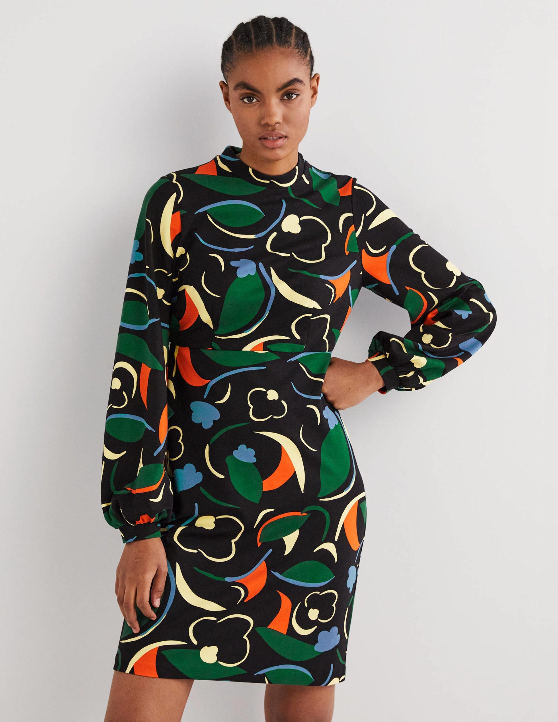 Blouson Jersey Mini Dress-Multi, Abstract Whirl-1