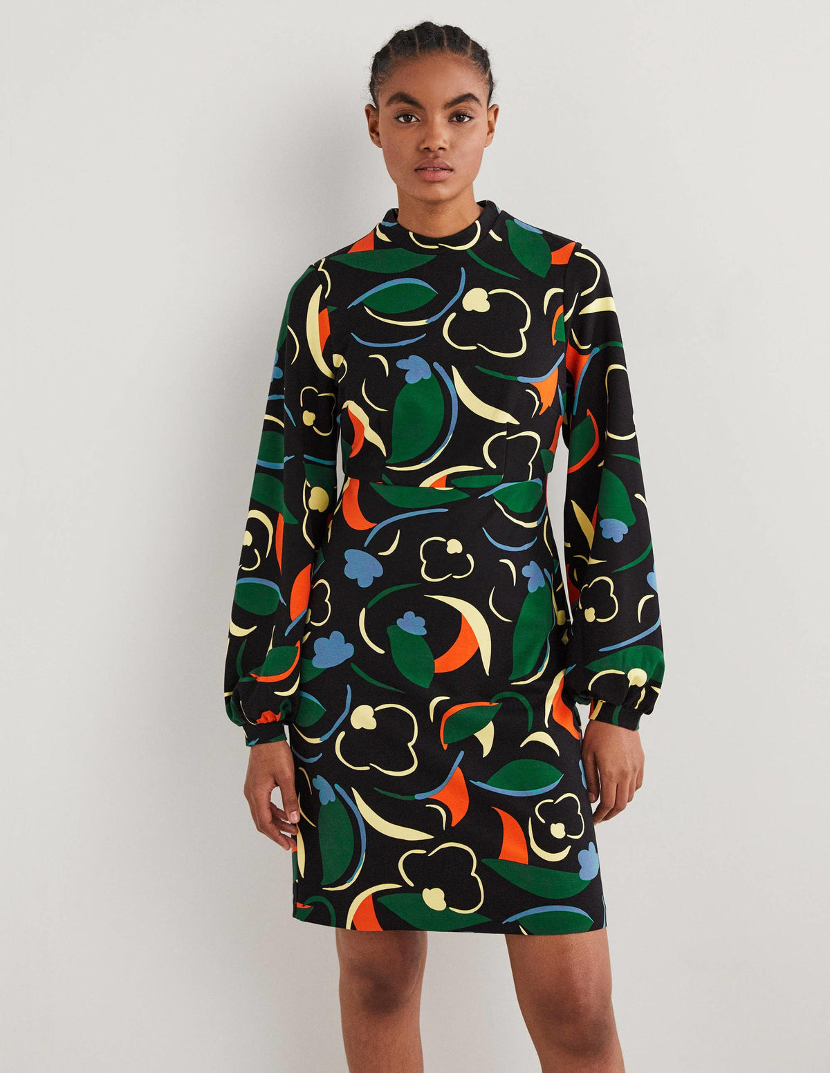 Blouson Jersey Mini Dress-Multi, Abstract Whirl-4