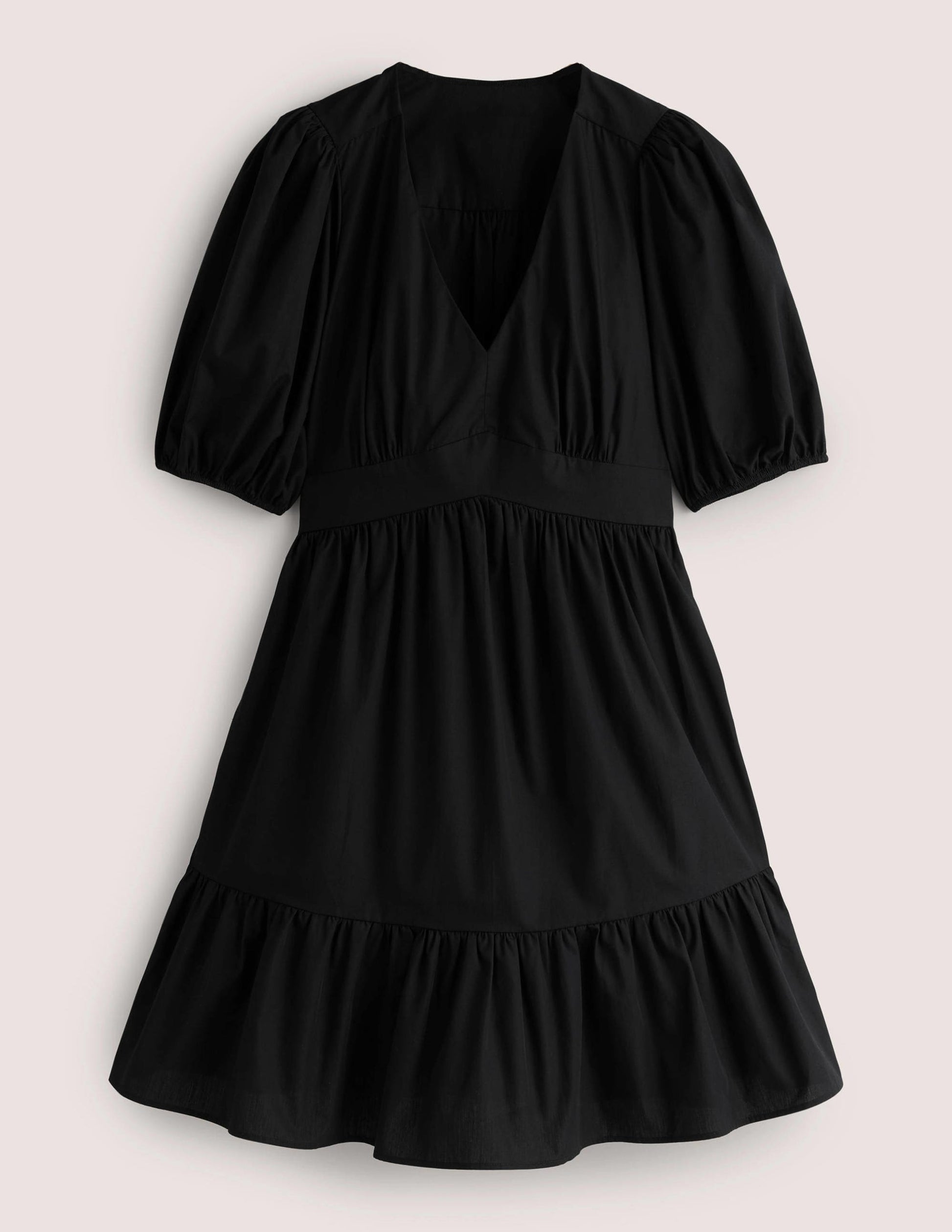 Puff Sleeve Tiered Dress-Black-6
