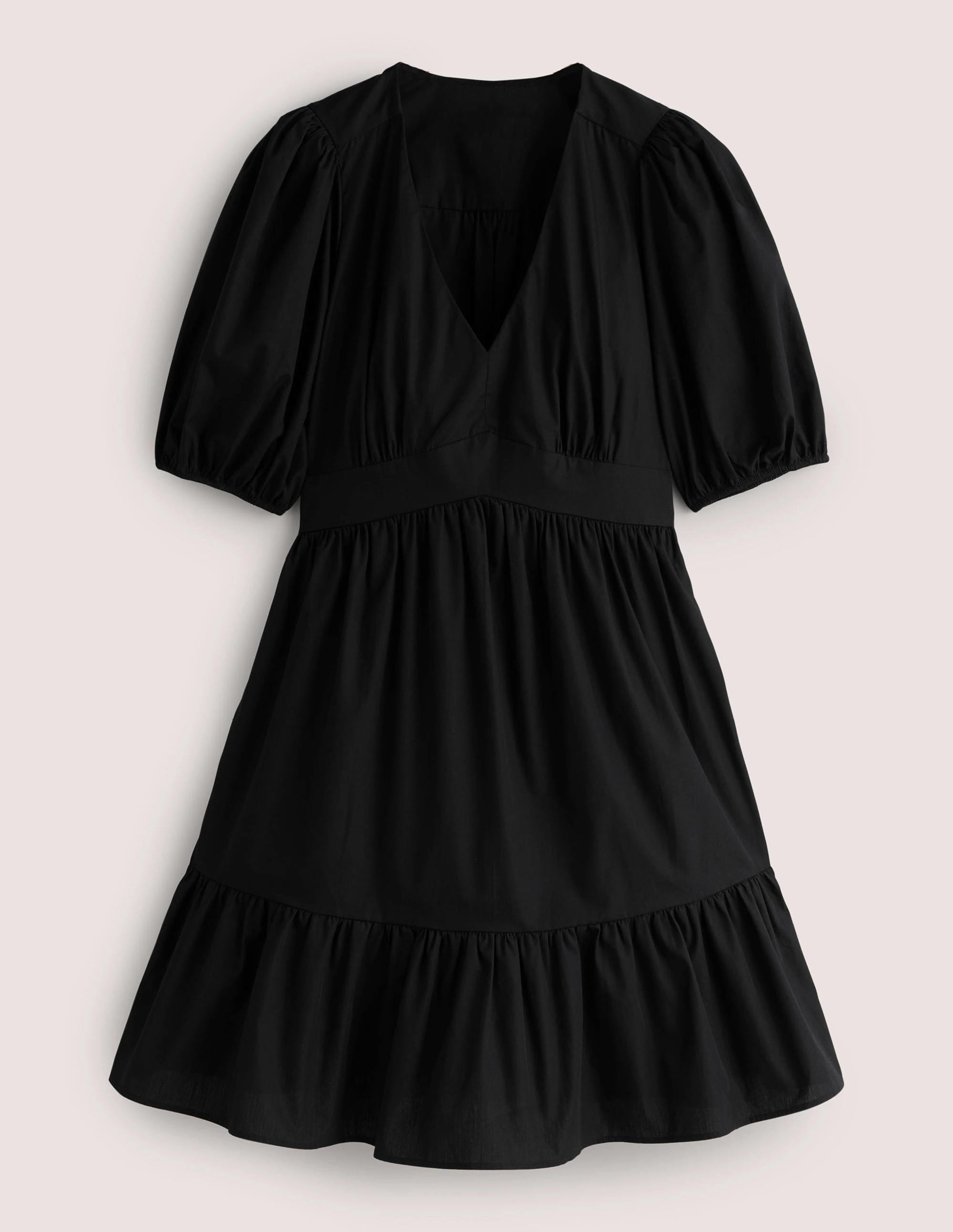 Puff Sleeve Tiered Dress-Black - Image 6