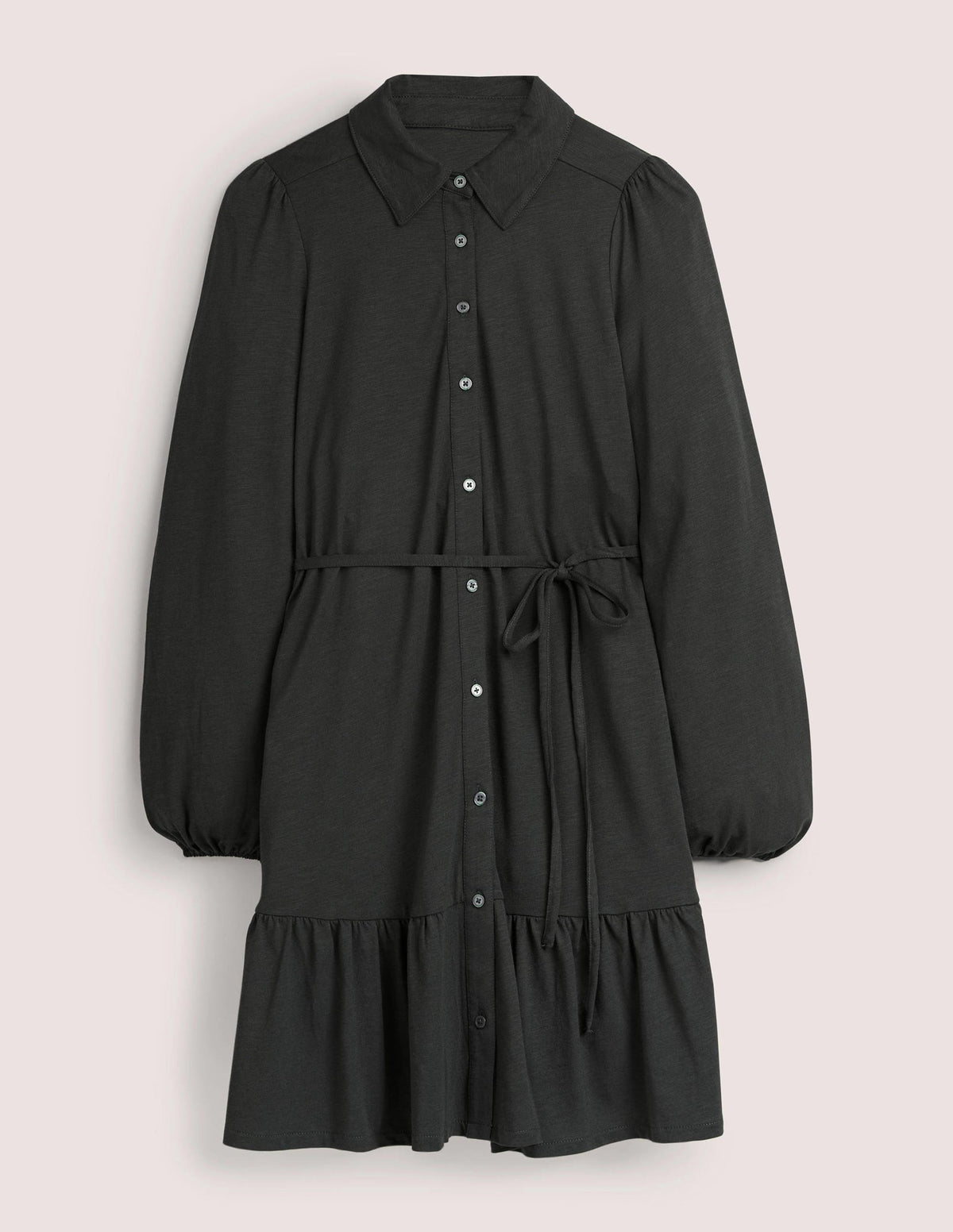 Tiered Jersey Shirt Mini Dress-Cavolo Nero - Image 6