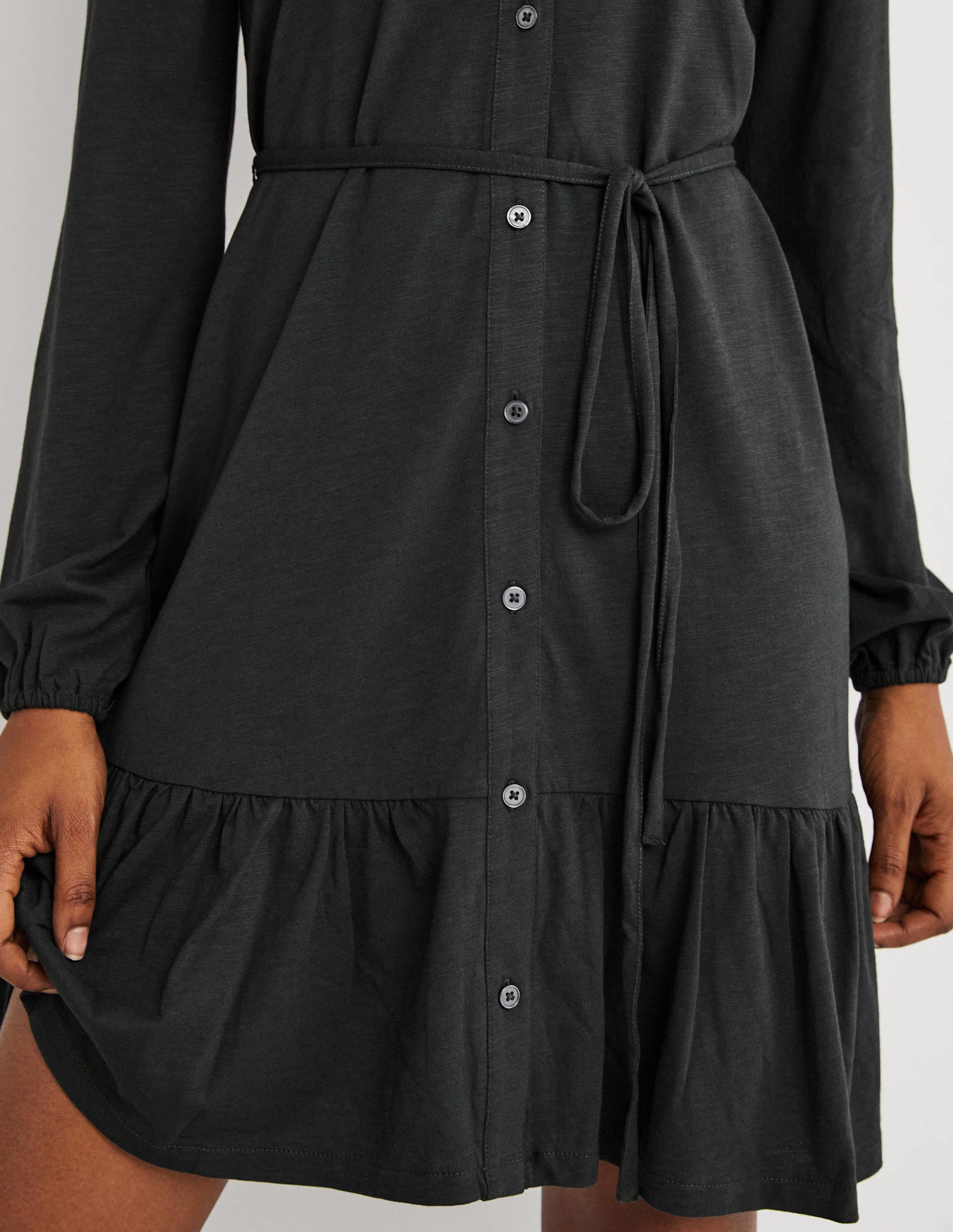 Tiered Jersey Shirt Mini Dress-Cavolo Nero - Image 2