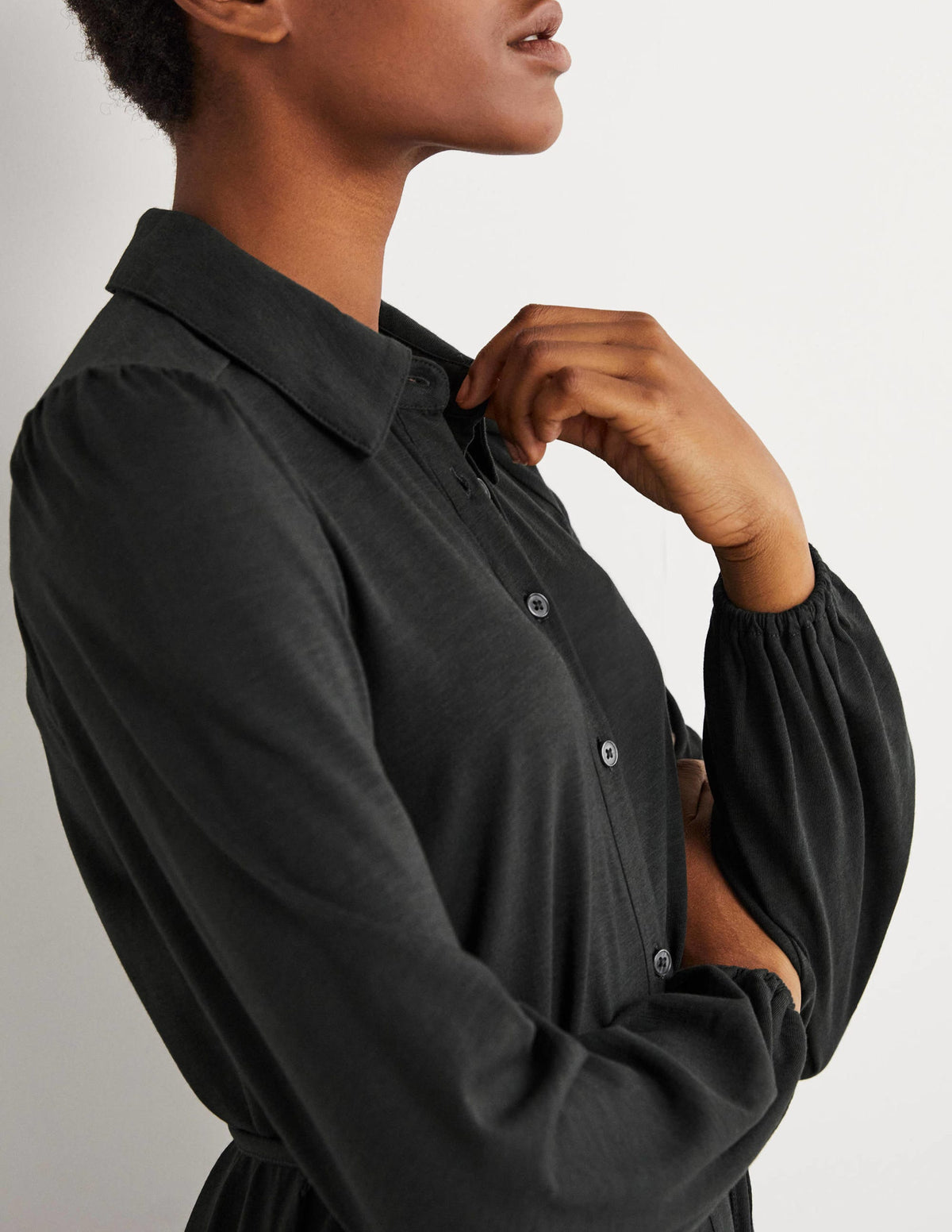 Tiered Jersey Shirt Mini Dress-Cavolo Nero-5