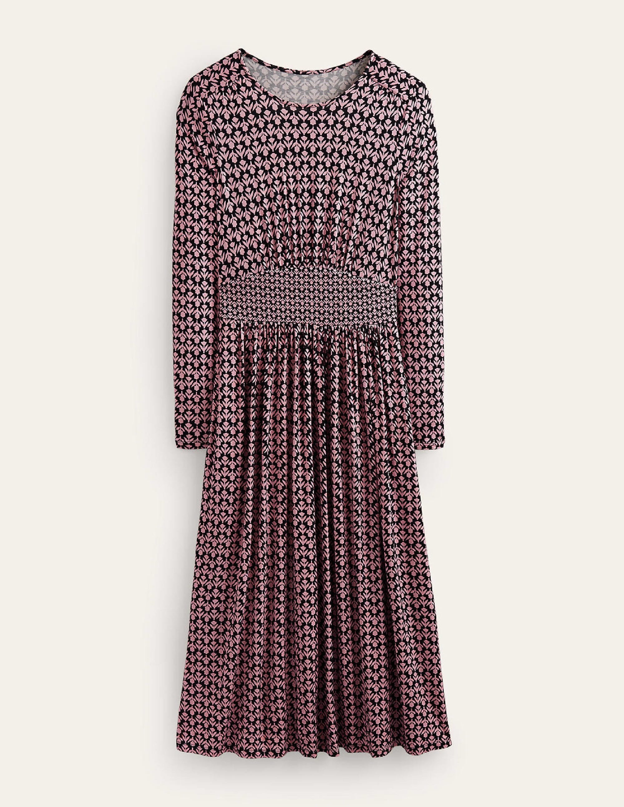 Thea Long Sleeve Midi Dress-Black and Milkshake, Tulip Pop - Image 5