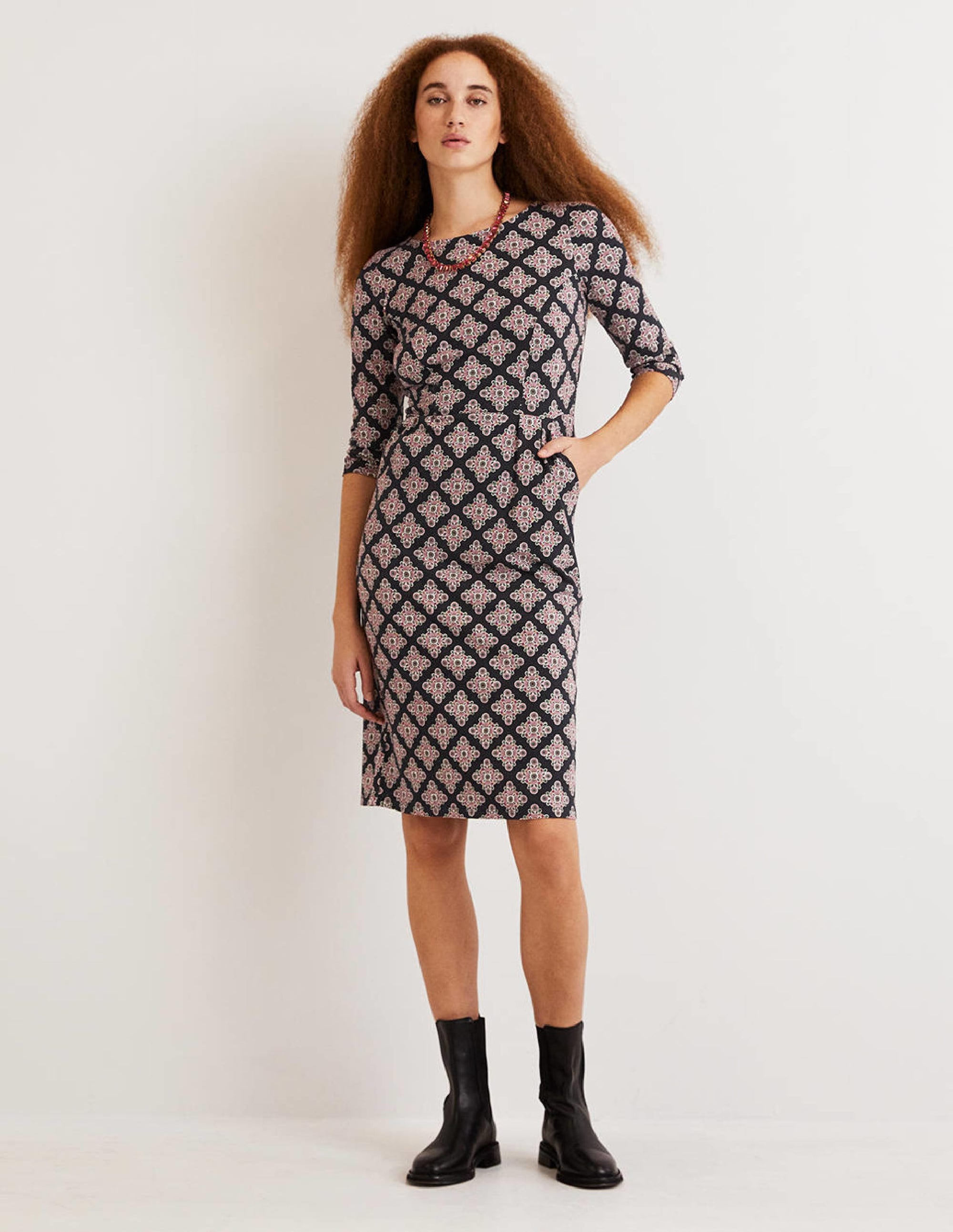 Penny Jersey Dress-Multi, Daisy Illusion Tile - Image 5