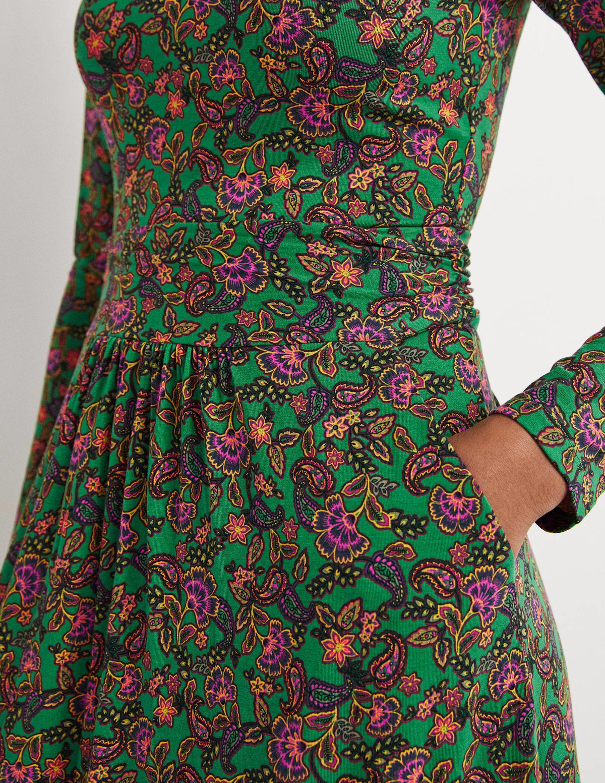 Abigail Jersey Dress-Highland Green, Exotic Floral - Image 2