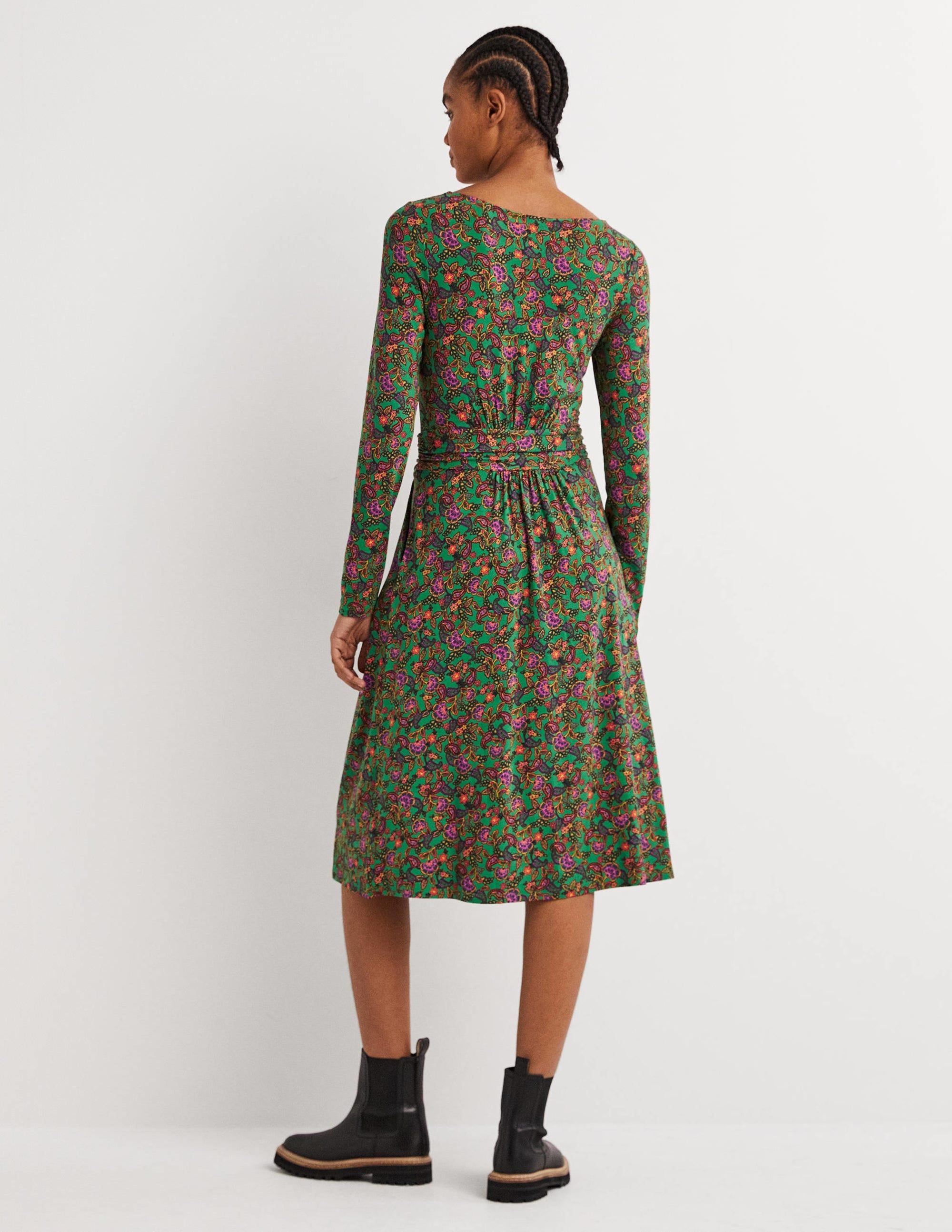 Abigail Jersey Dress-Highland Green, Exotic Floral - Image 3