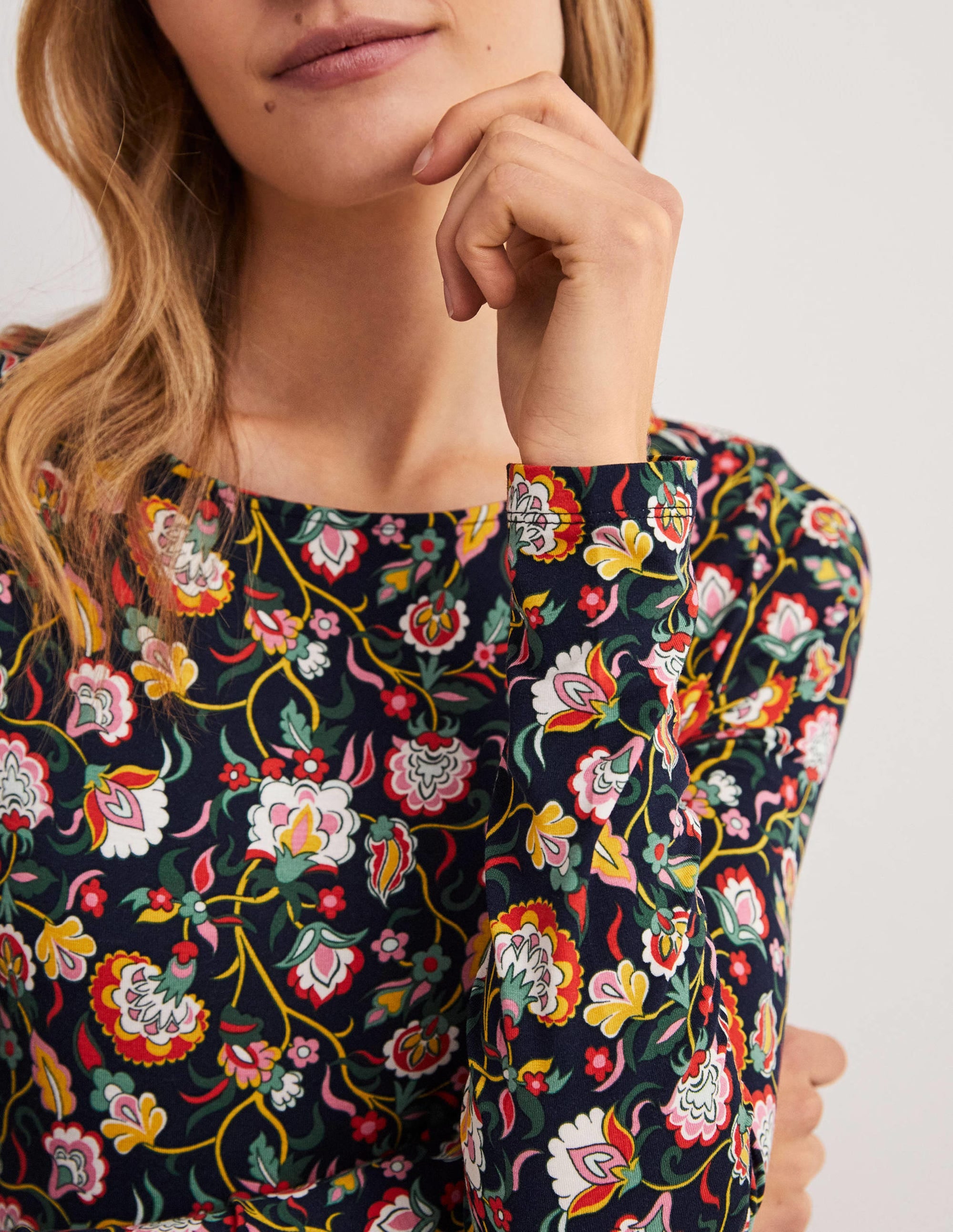 Abigail Jersey Dress-French Navy, Opulent Floral - Image 2