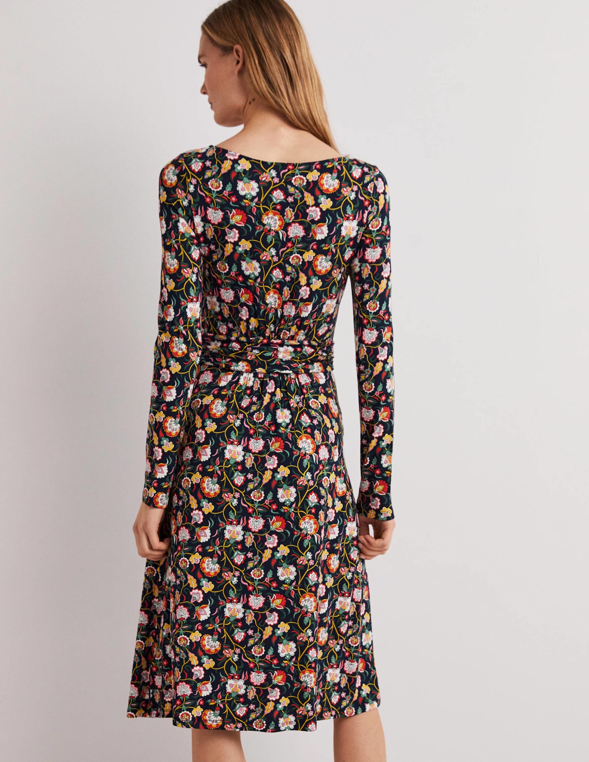 Abigail Jersey Dress-French Navy, Opulent Floral - Image 3