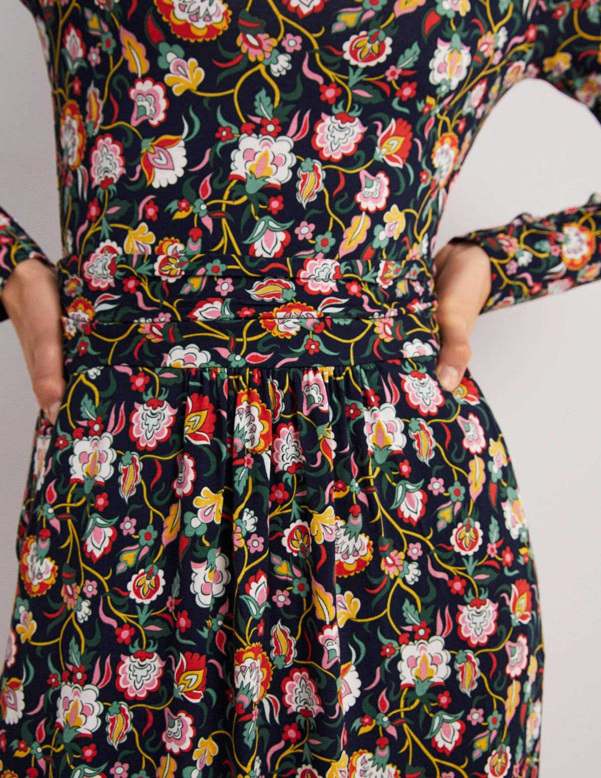 Abigail Jersey Dress-French Navy, Opulent Floral - Image 4