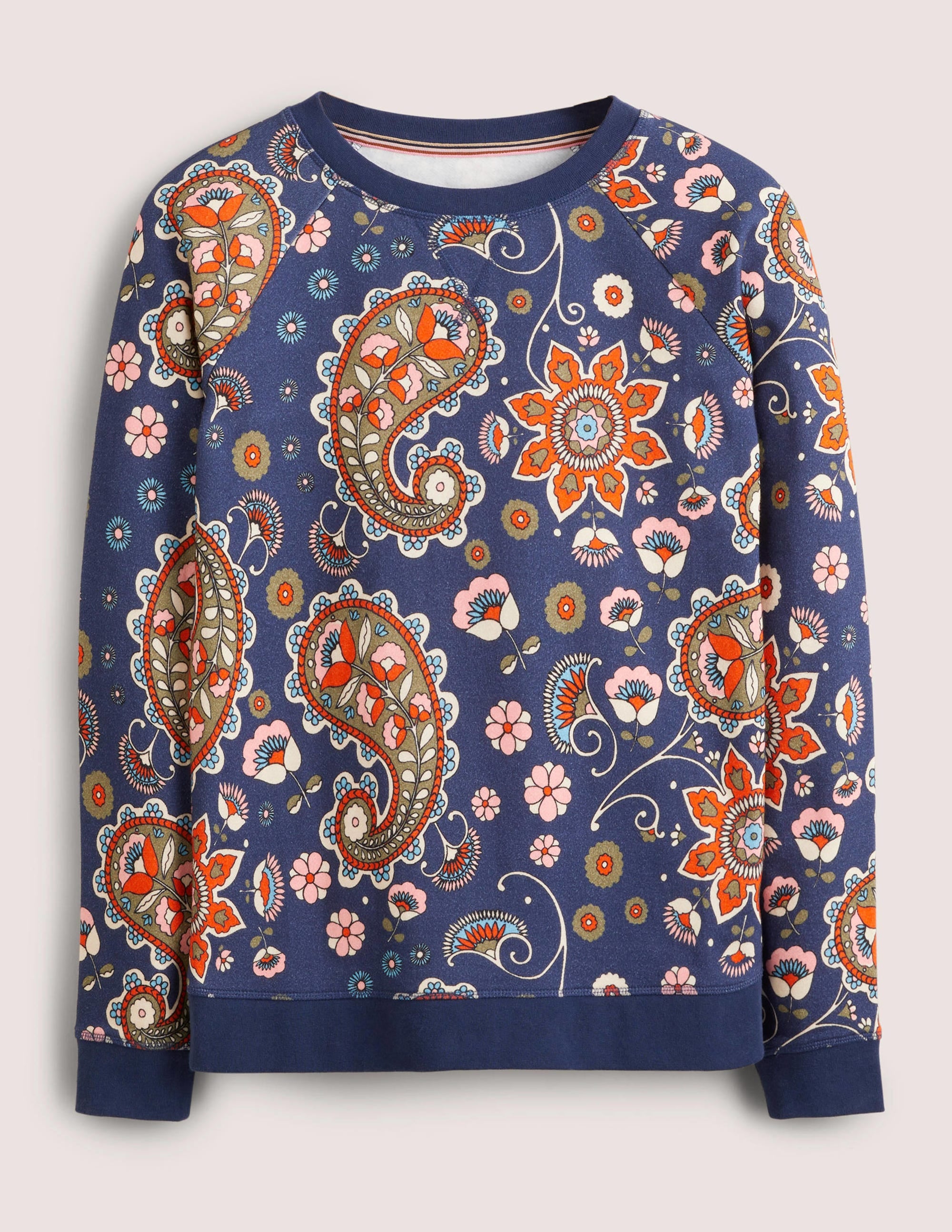 Printed Cotton Sweatshirt-French Navy, Passion Flower - Image 5