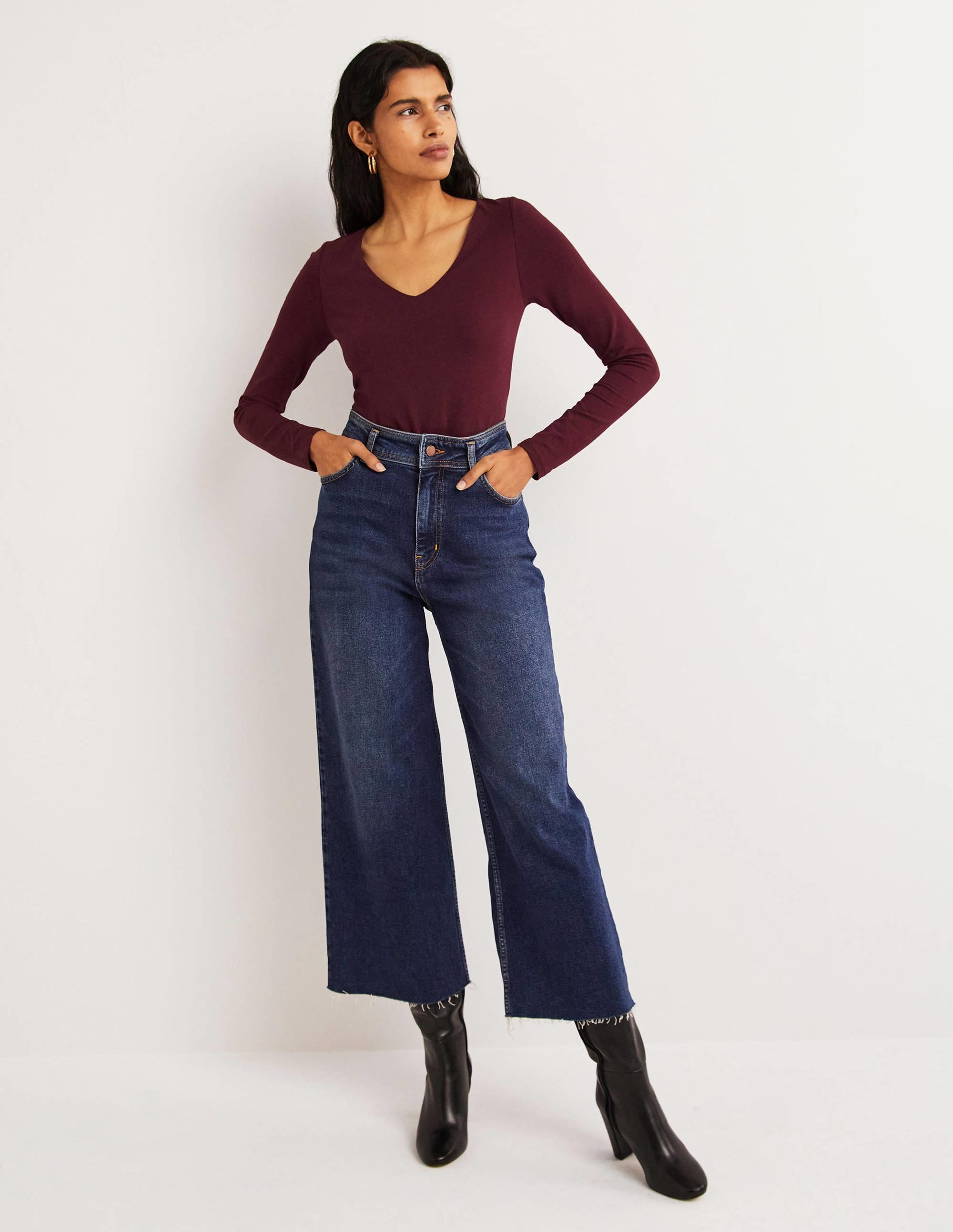 Double Layer V-neck Top-Mulled Wine Purple - Image 4