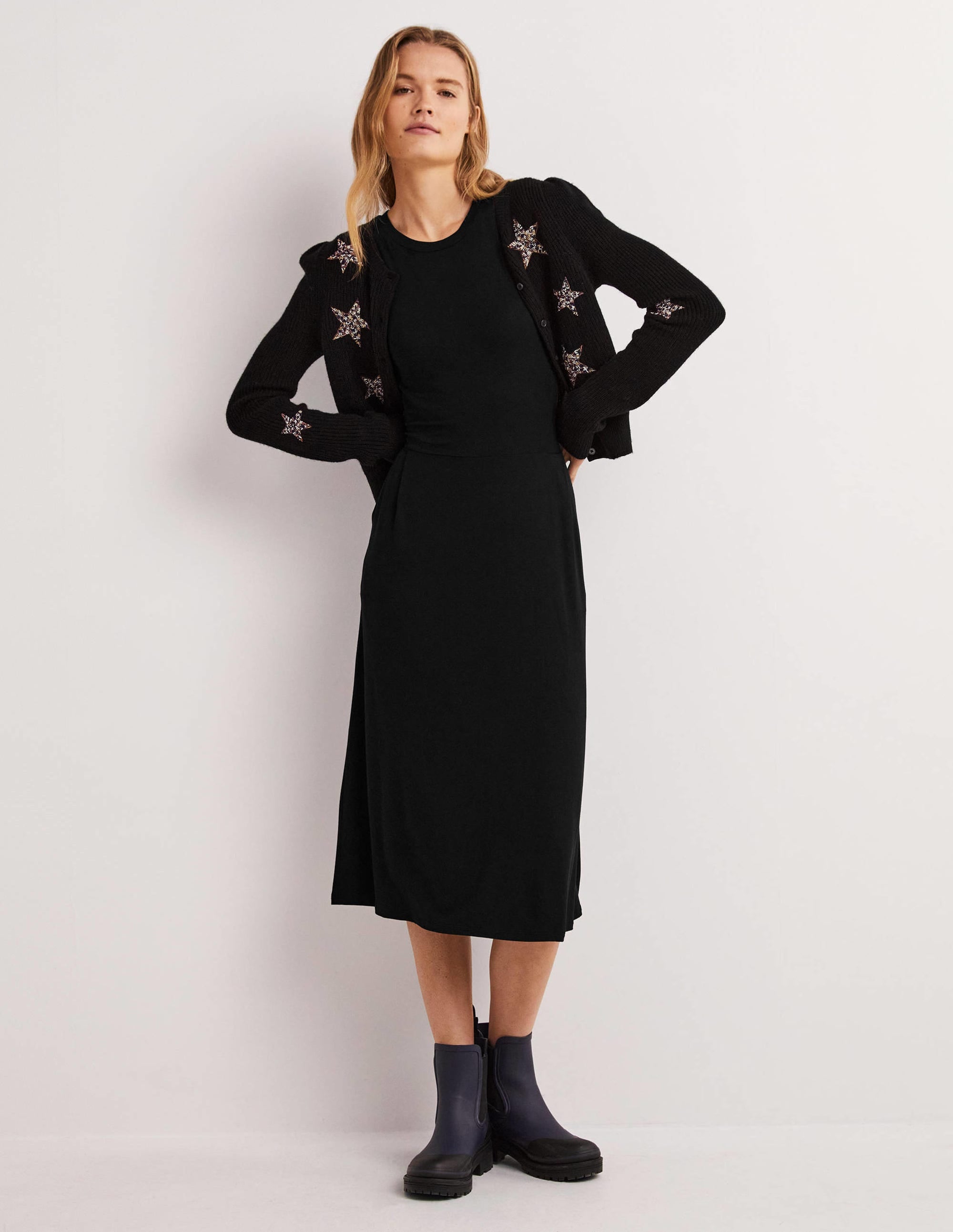 Lucinda Jersey Midi Dress-Black - Image 4