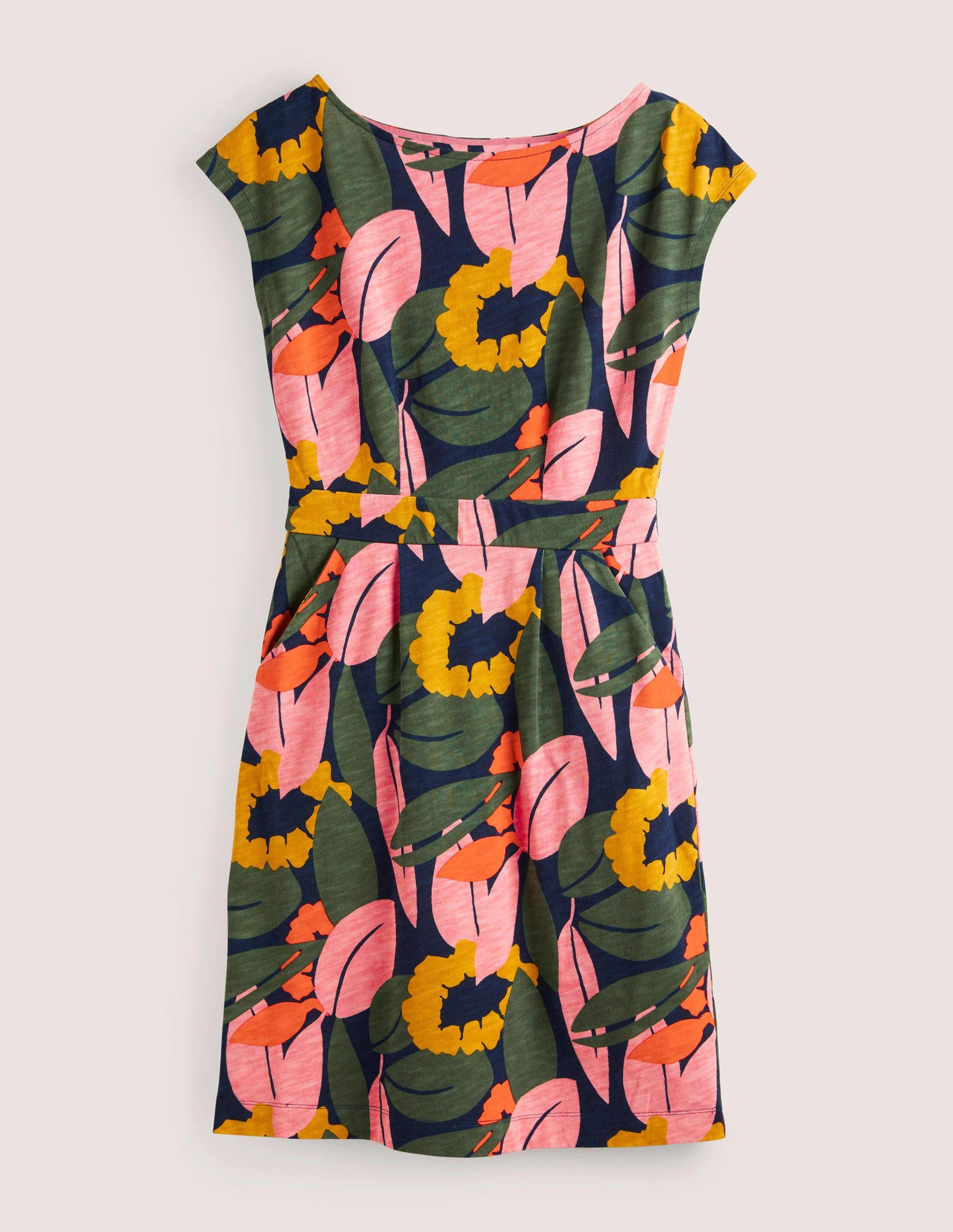 Florrie Jersey Dress-French Navy, Abstract Bloom-5
