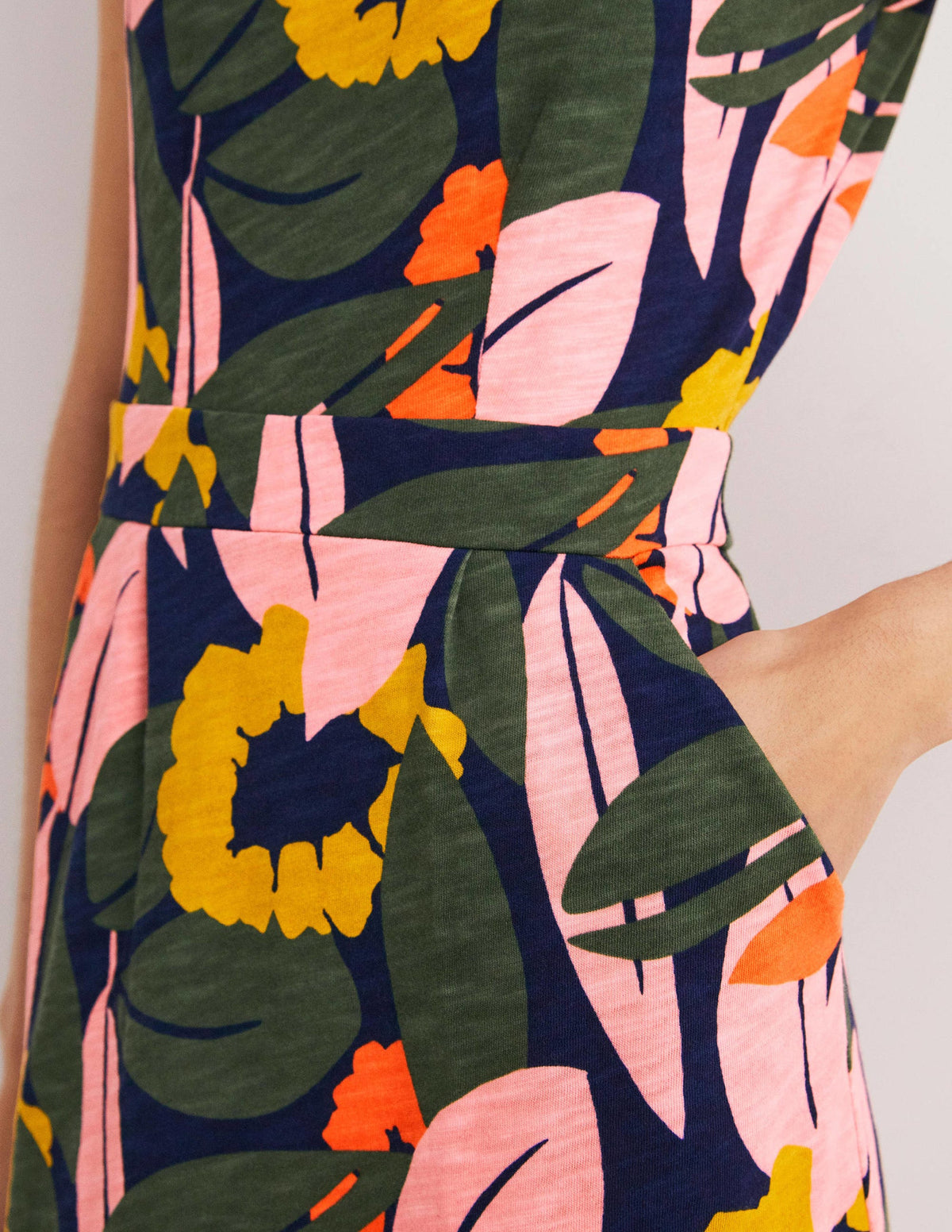 Florrie Jersey Dress-French Navy, Abstract Bloom - Image 3