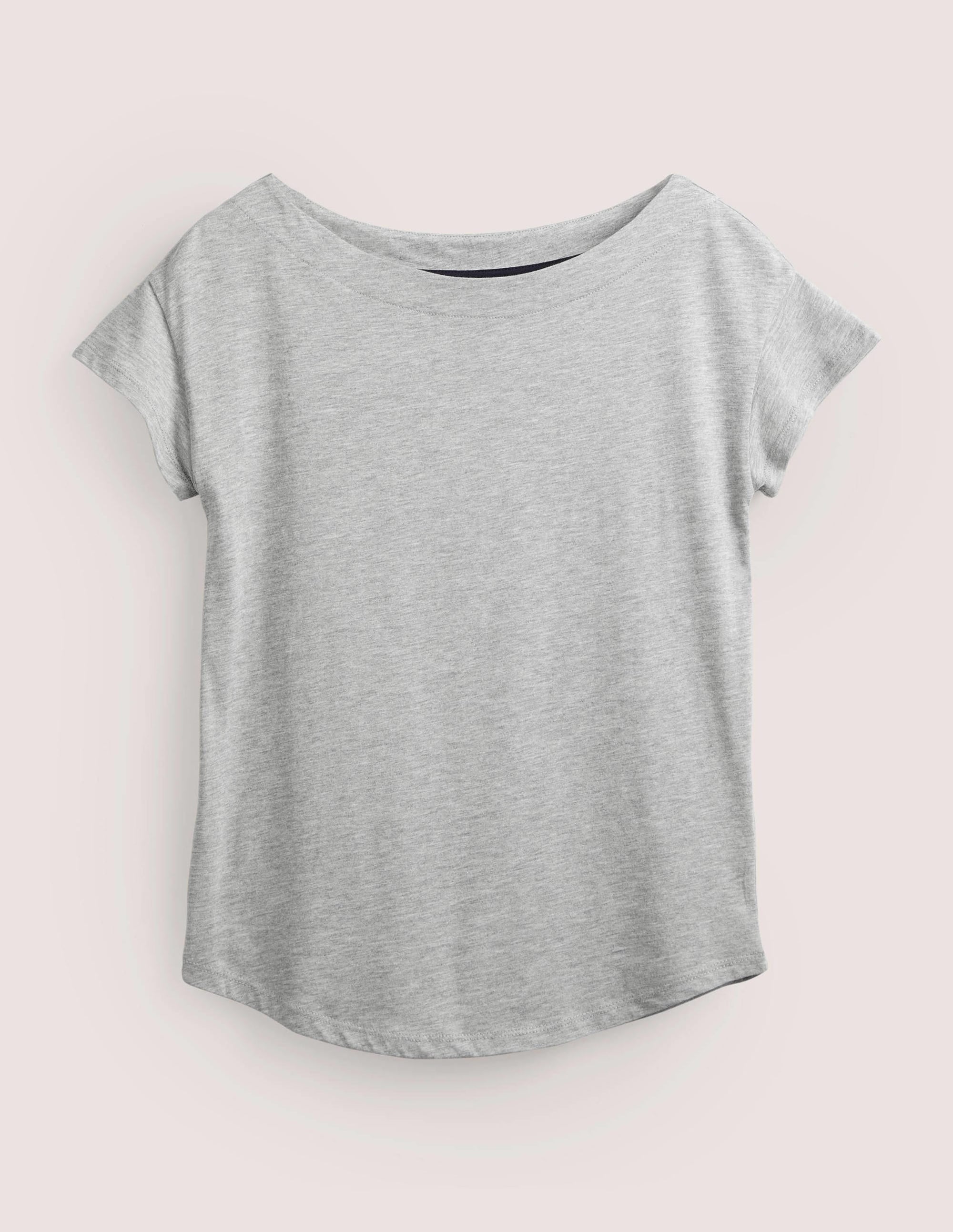 Supersoft Boat Neck T-Shirt-Grey Marl - Image 5