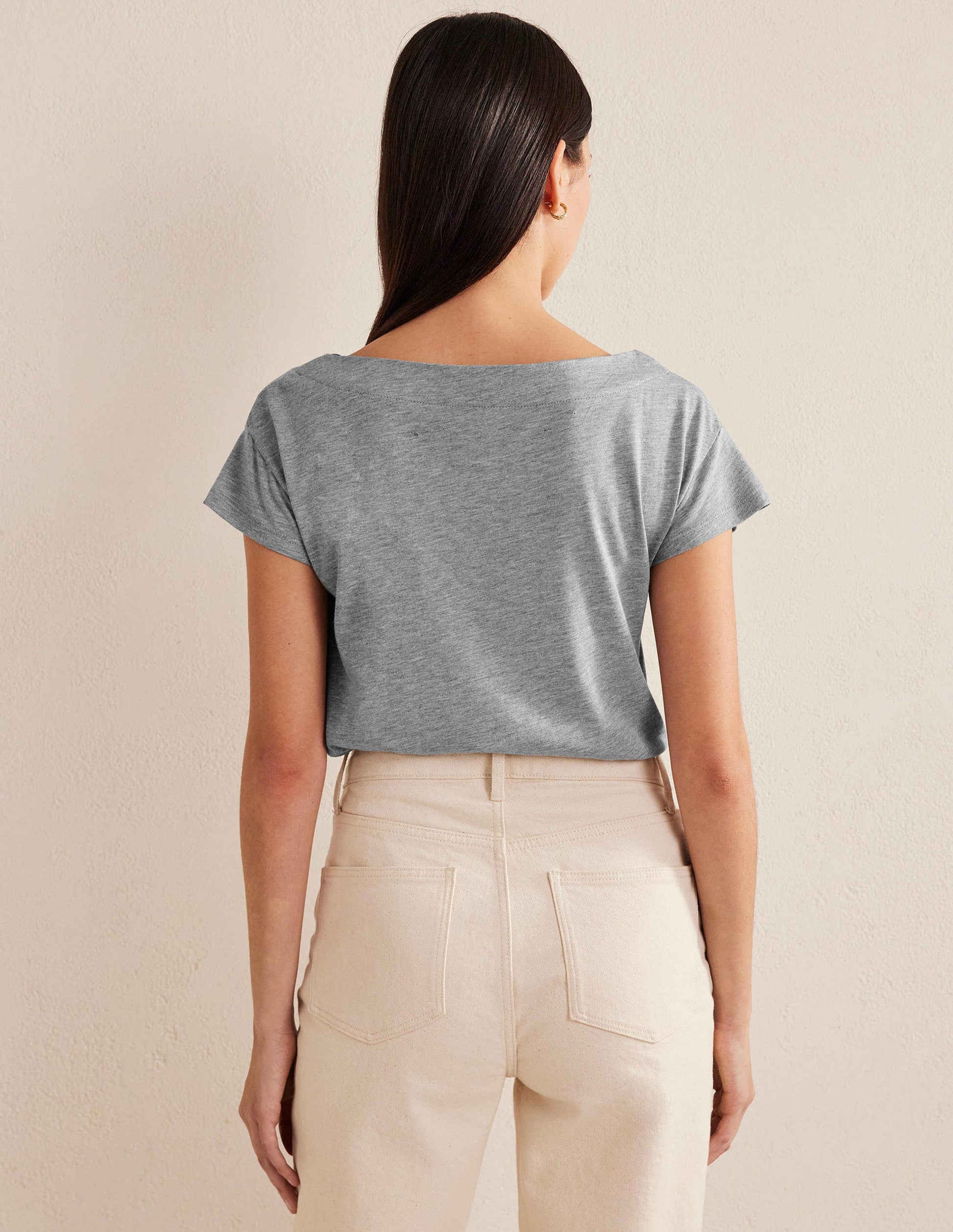 Supersoft Boat Neck T-Shirt-Grey Marl-3