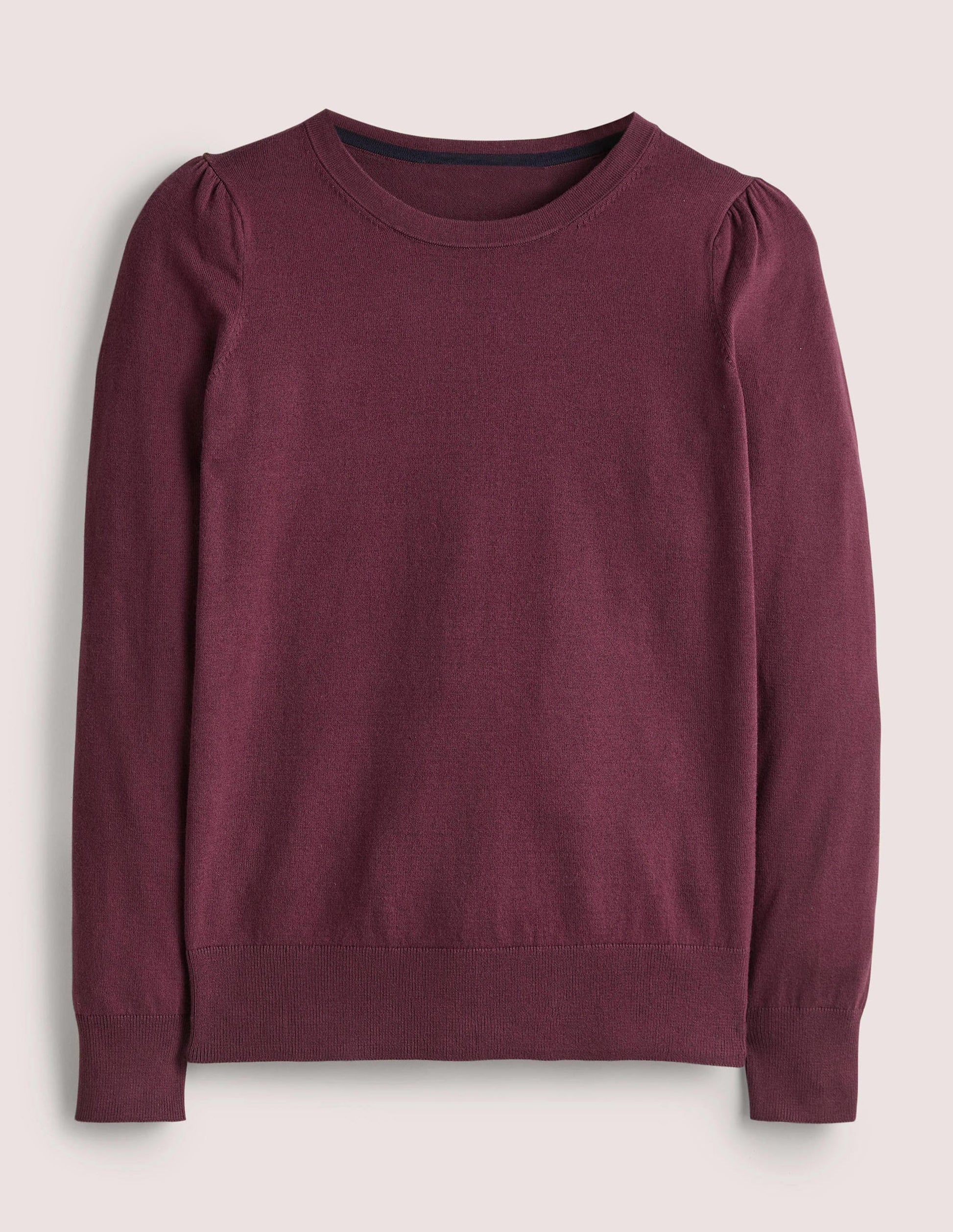 Cotton Crew Neck Sweater-Berry-7