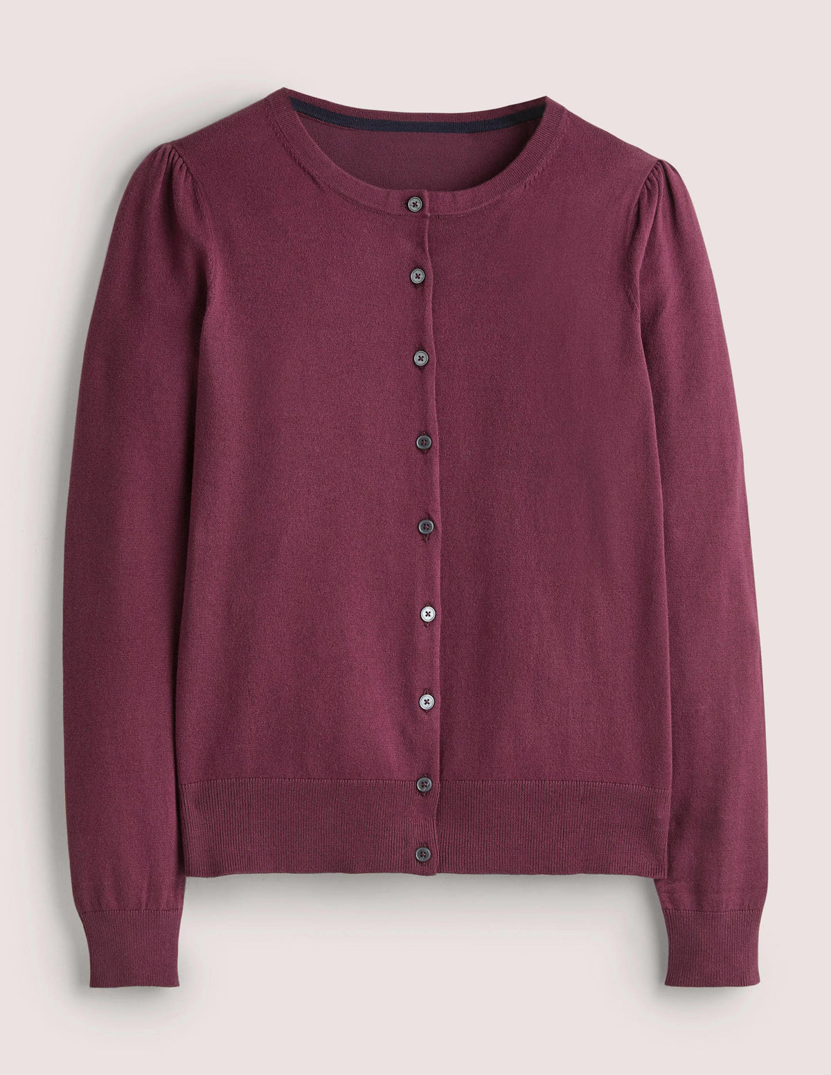 Cotton Crew Neck Cardigan-Berry - Image 6