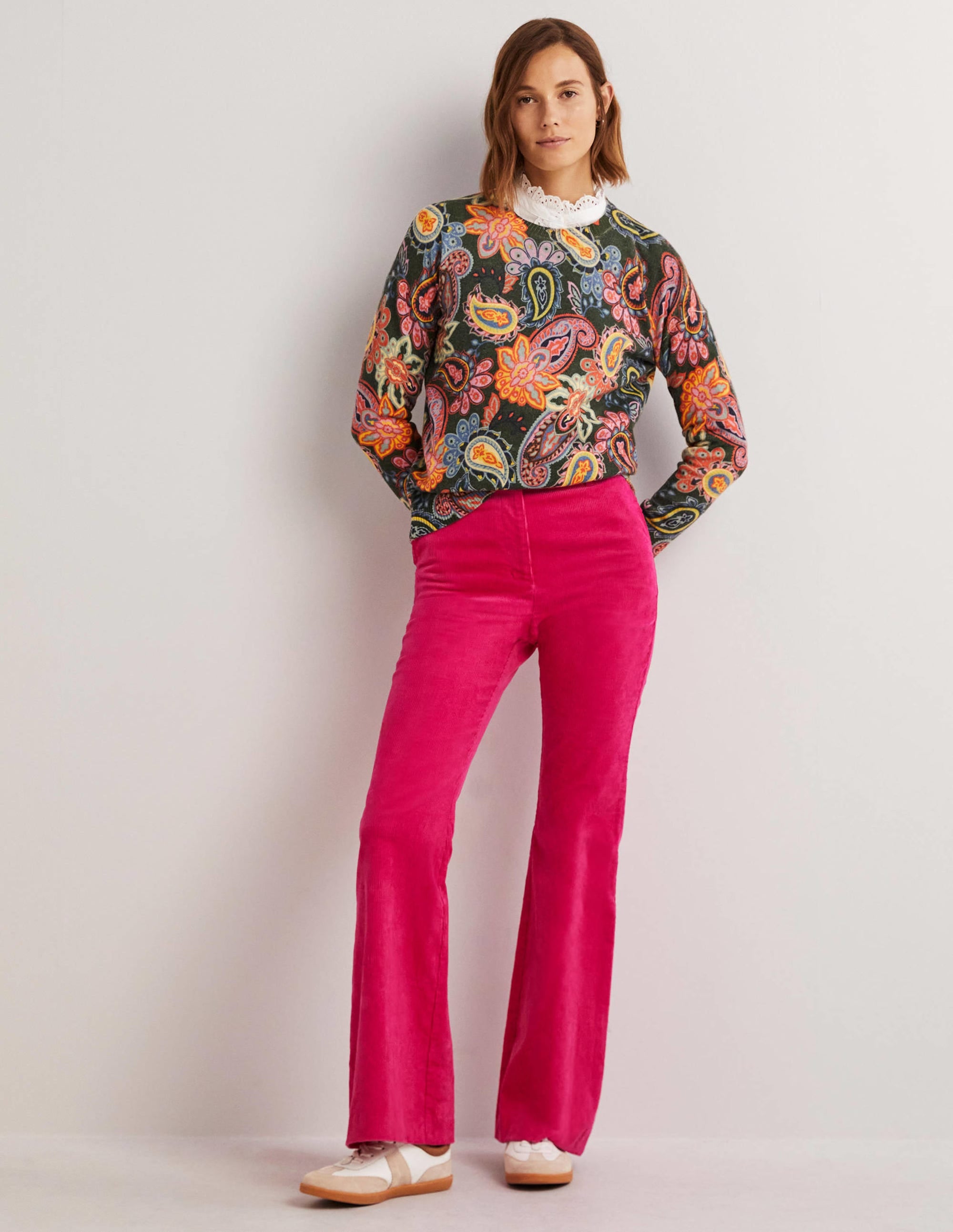 Margot Cashmere Sweater-Trekking Green, Paisley Charm - Image 4