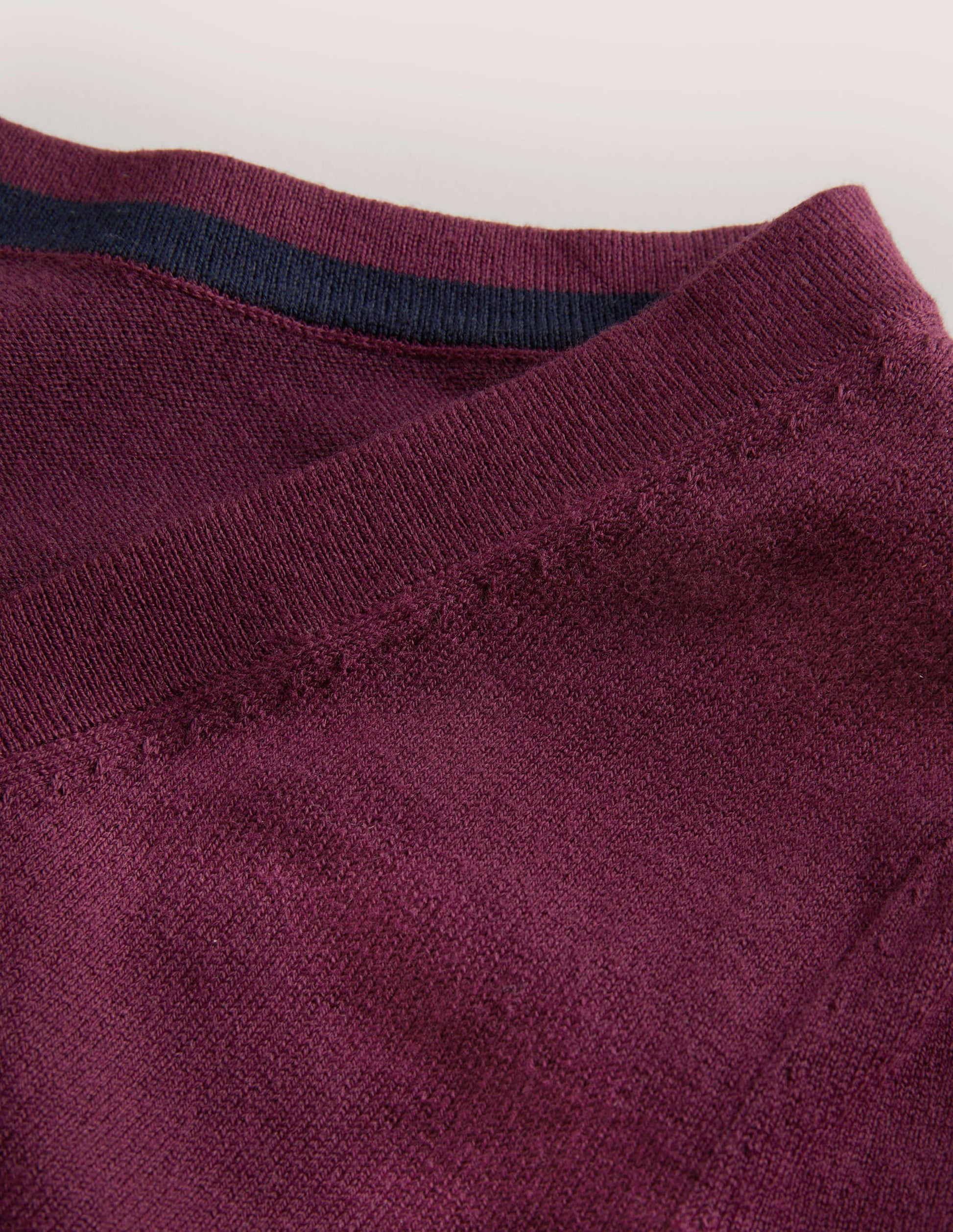Cotton V-Neck Sweater-Berry-6