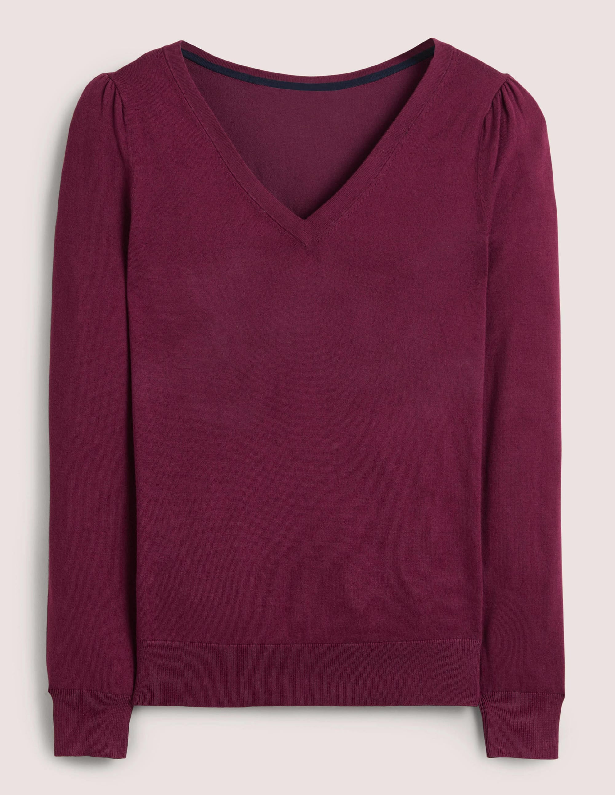 Cotton V-Neck Sweater-Berry - Image 7