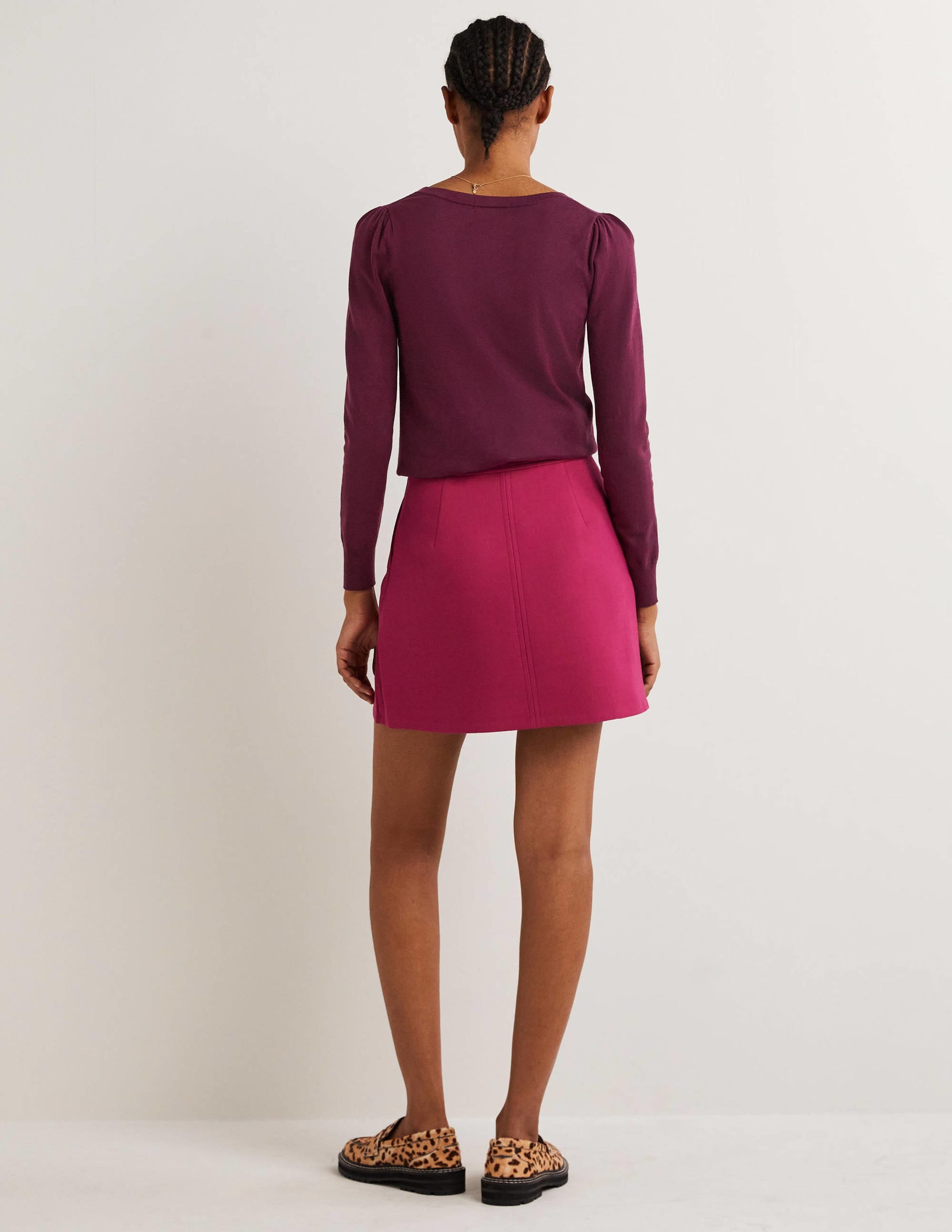 Cotton V-Neck Sweater-Berry - Image 3