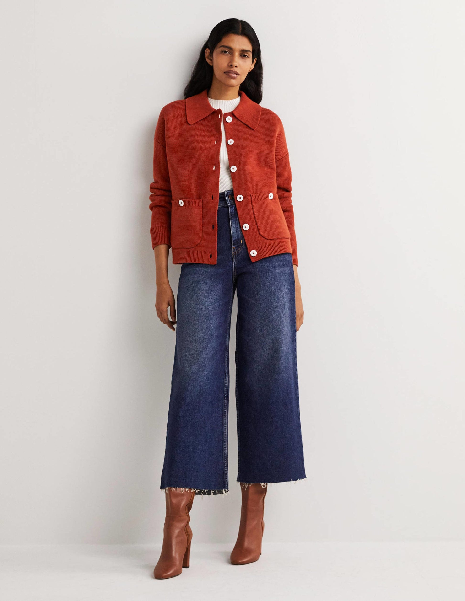Charlotte Collared Cardigan-Rust-4