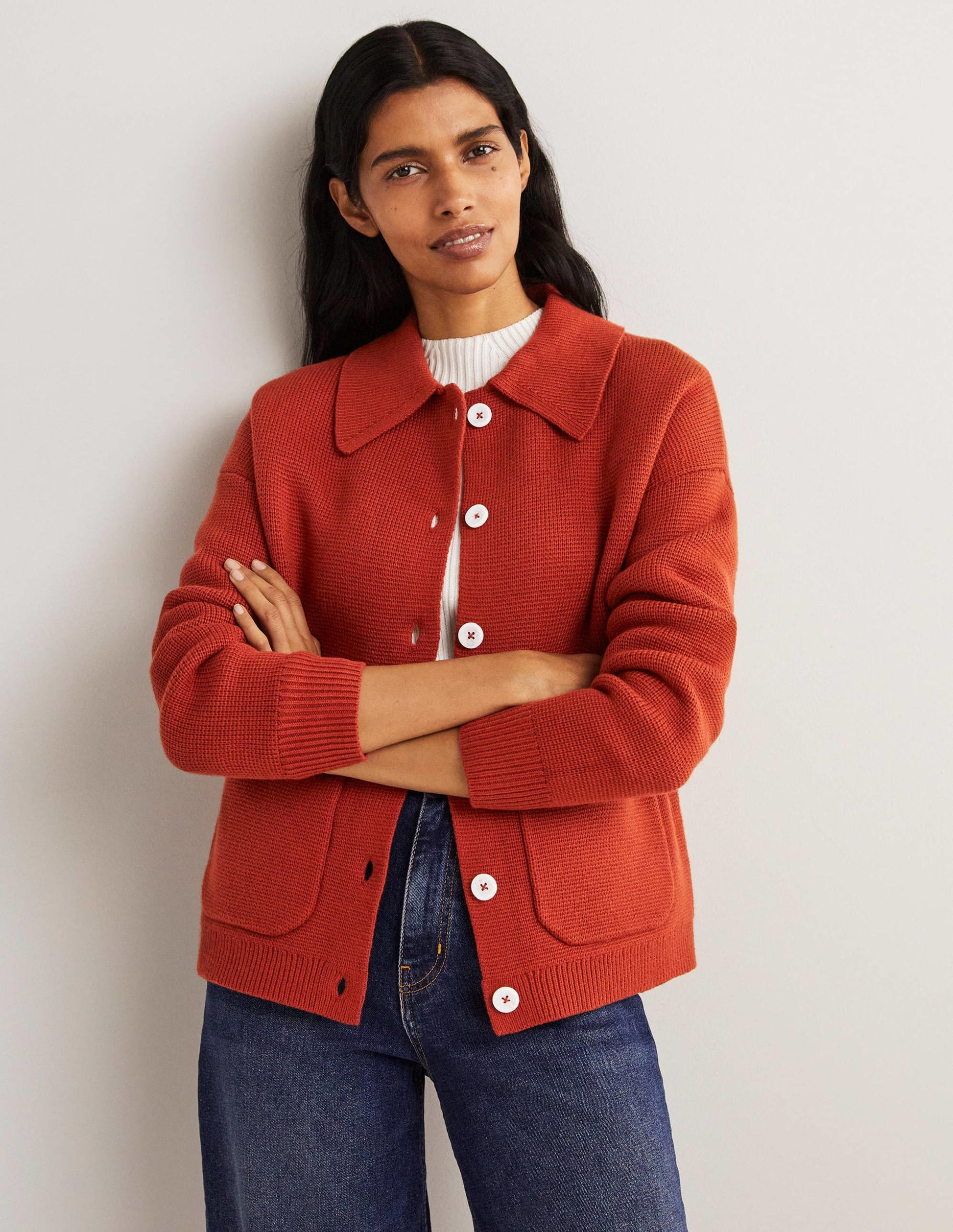 Charlotte Collared Cardigan-Rust-5