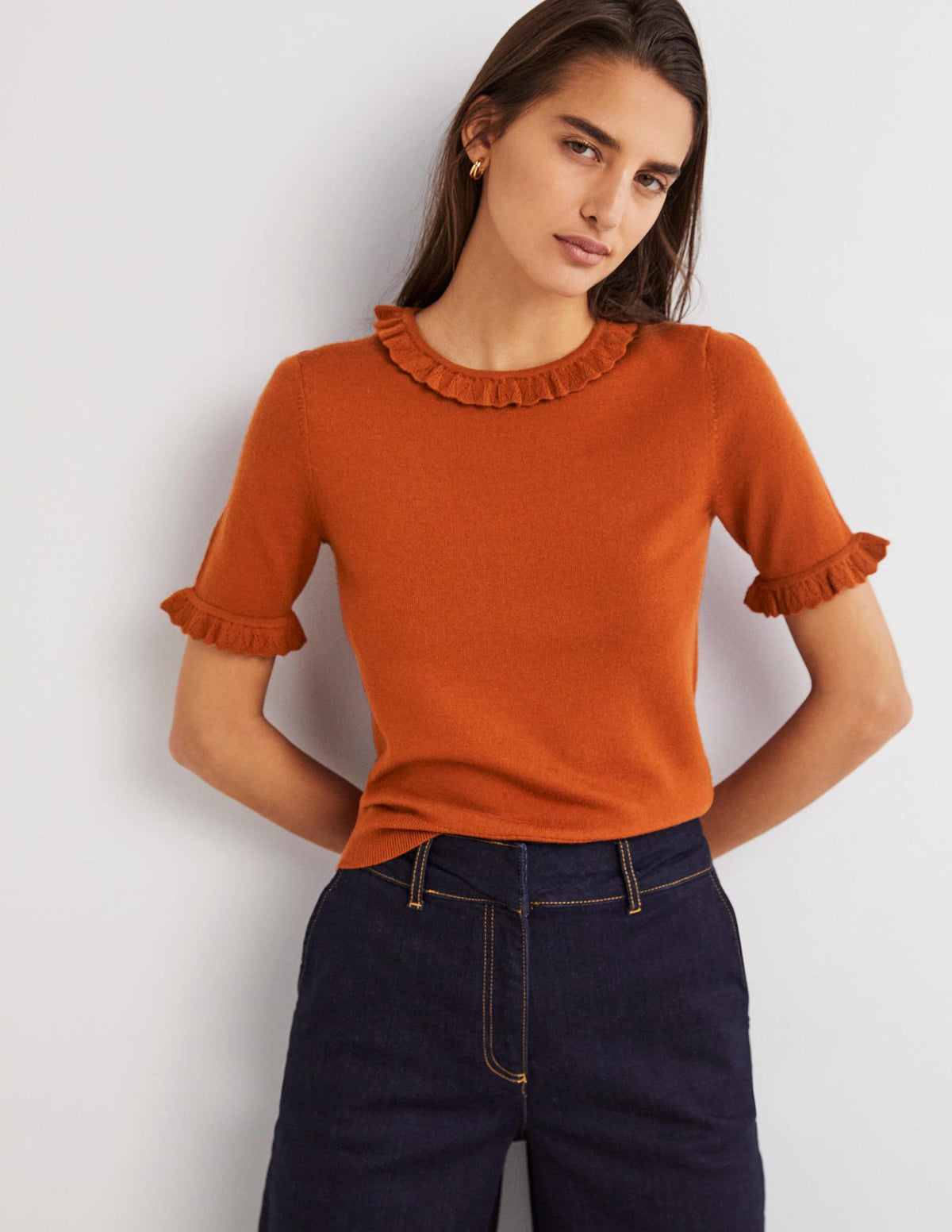 Merino Knitted T-shirt-Rust - Image 4