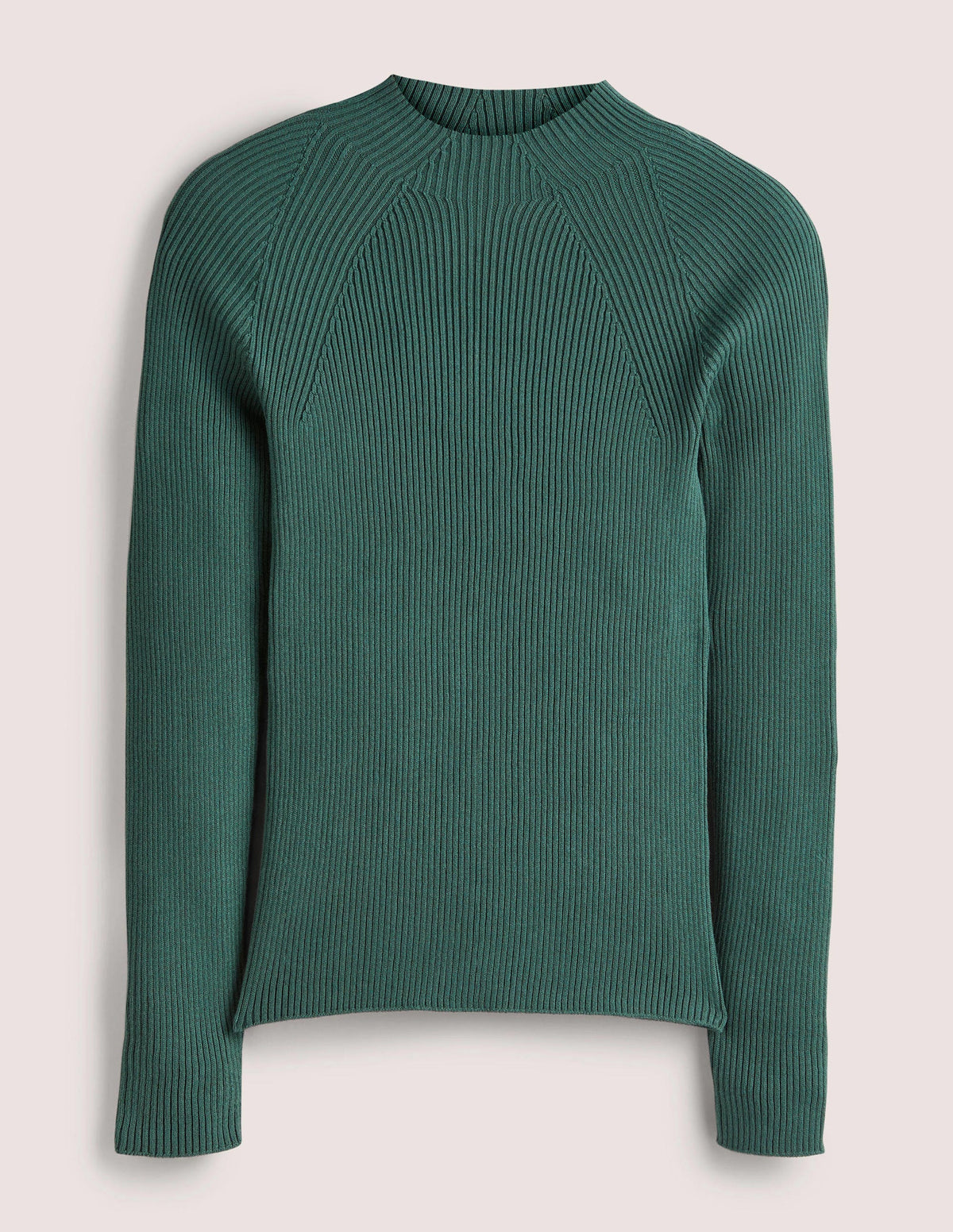 Ribbed High Neck Sweater-Trekking Green-6