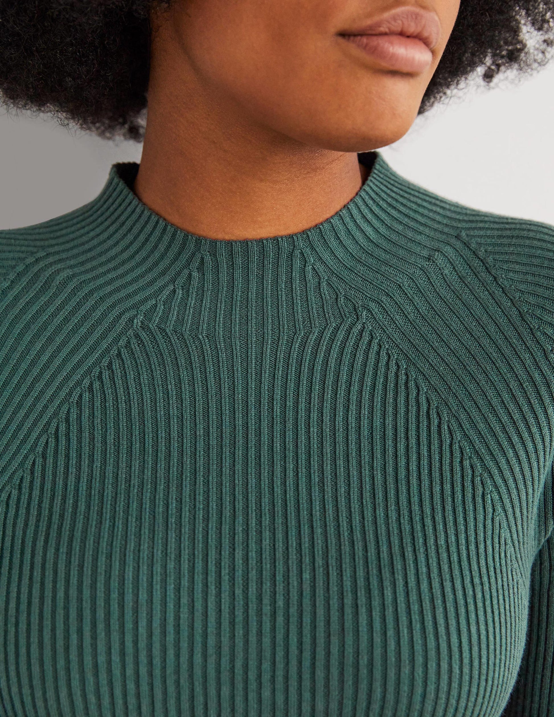 Ribbed High Neck Sweater-Trekking Green-3