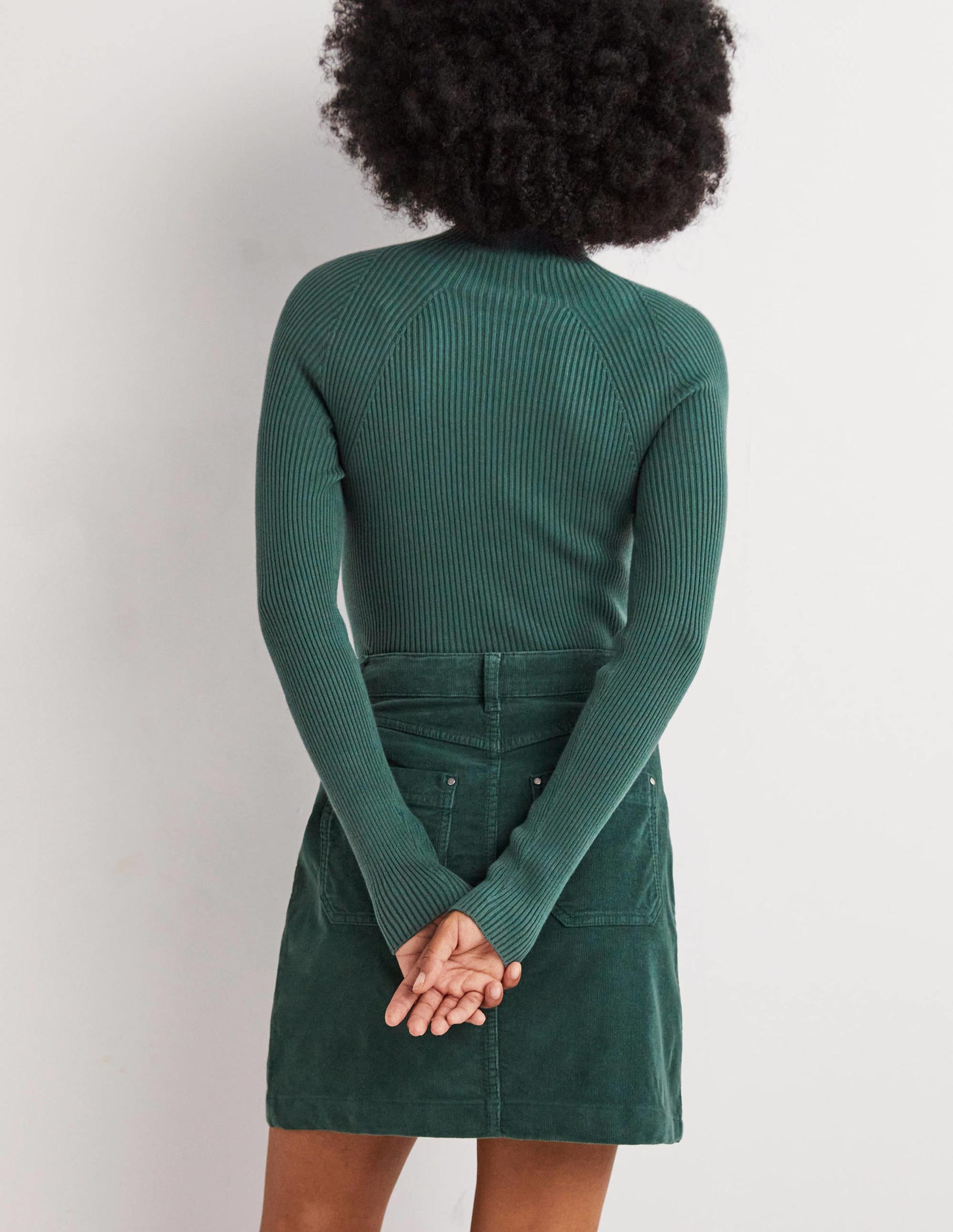 Ribbed High Neck Sweater-Trekking Green-4