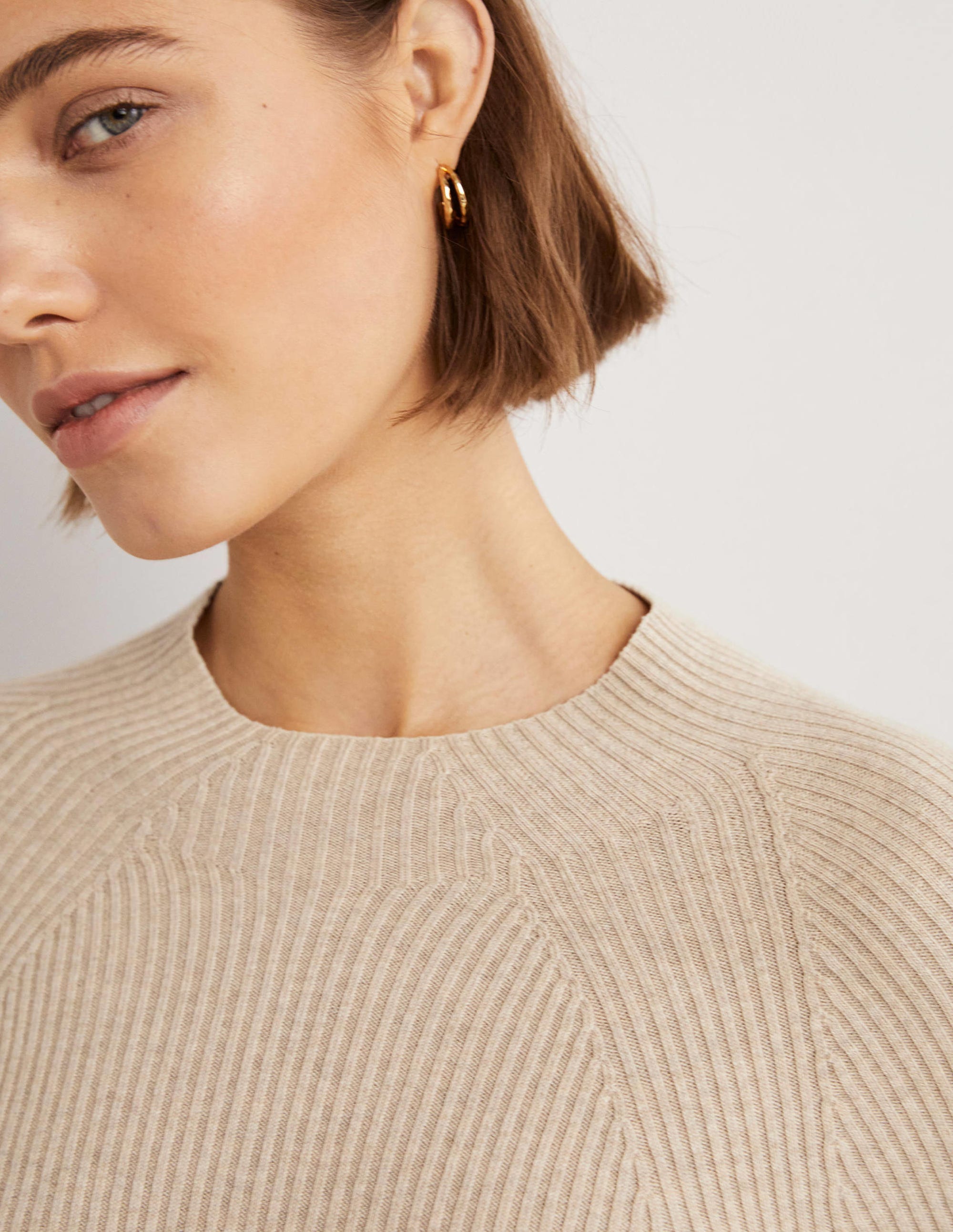 Ribbed High Neck Sweater-Chinchilla Melange - Image 2