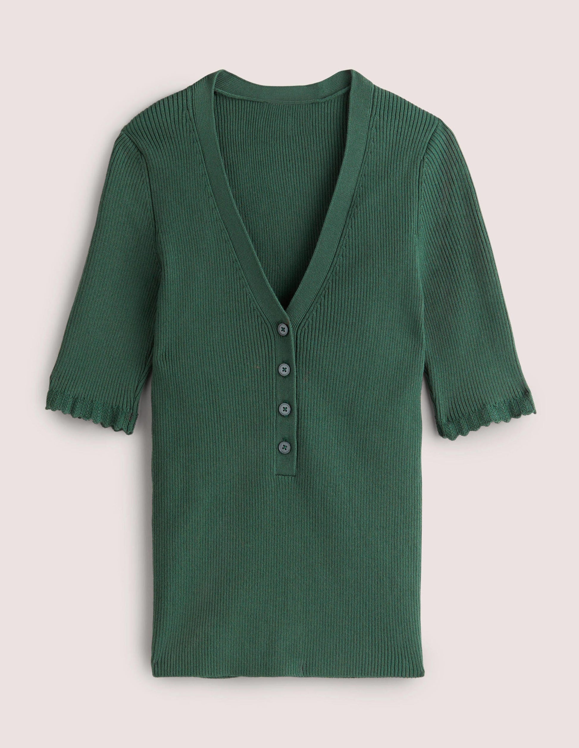 Ribbed Knitted T-shirt-Trekking Green-5