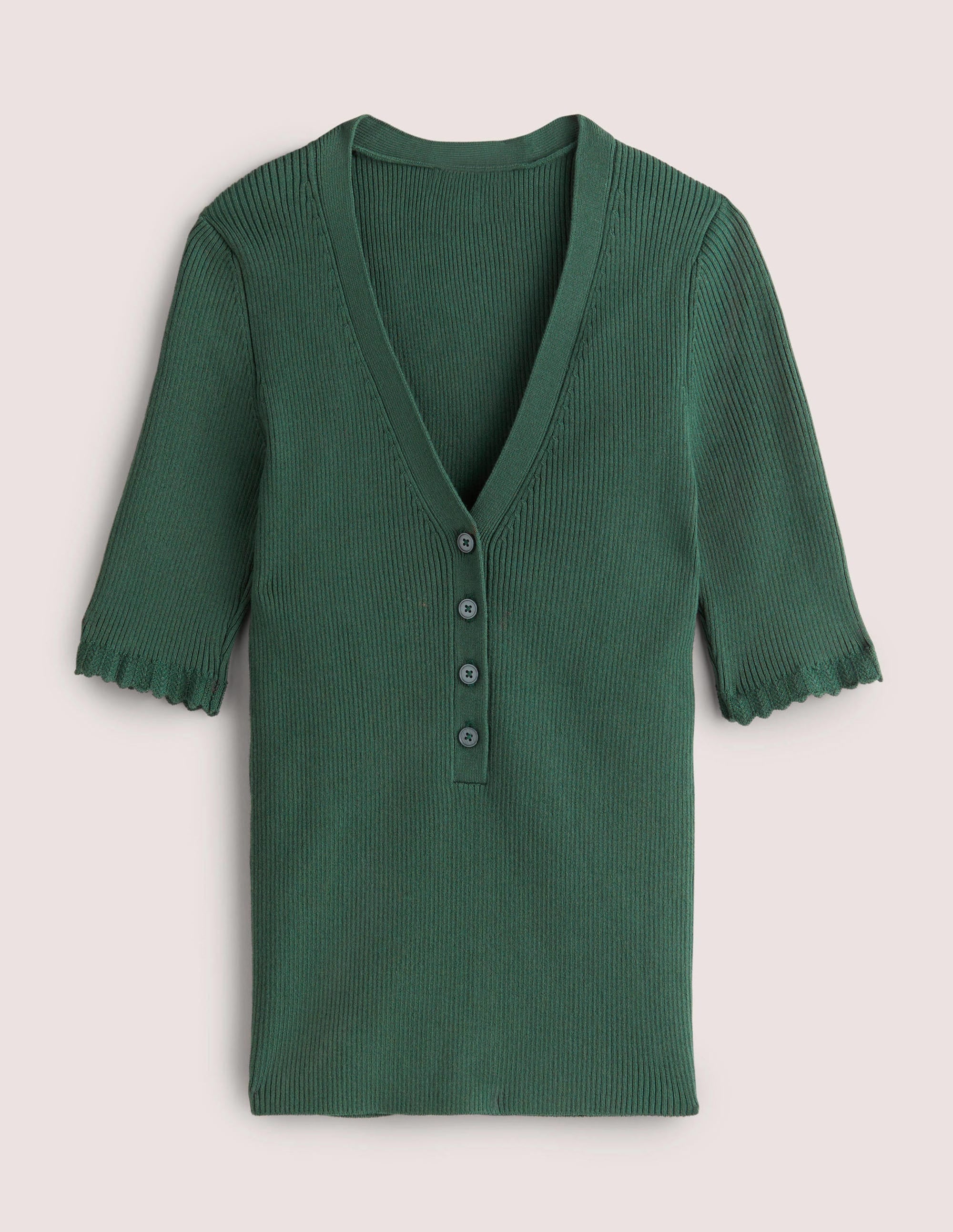Ribbed Knitted T-shirt-Trekking Green - Image 5