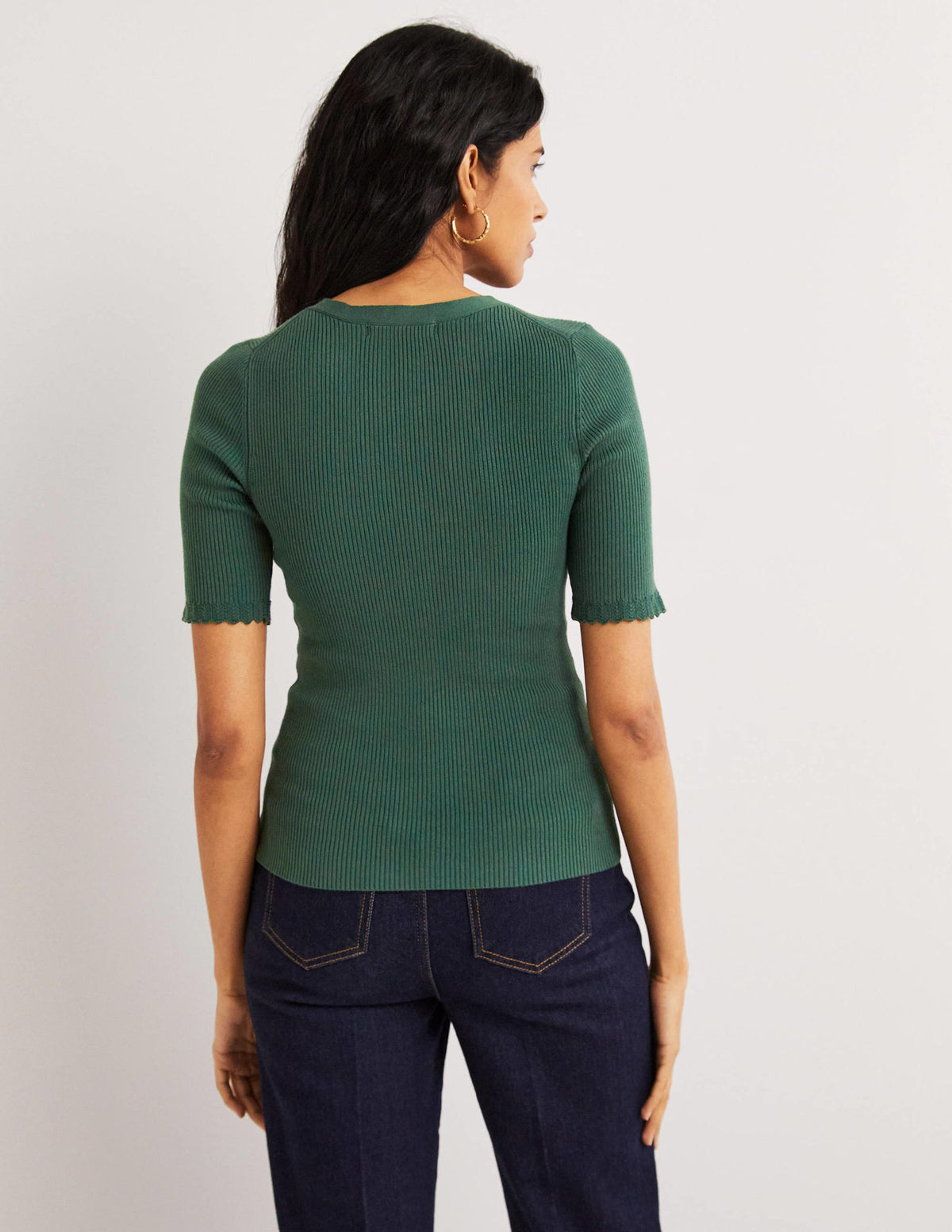 Ribbed Knitted T-shirt-Trekking Green - Image 3