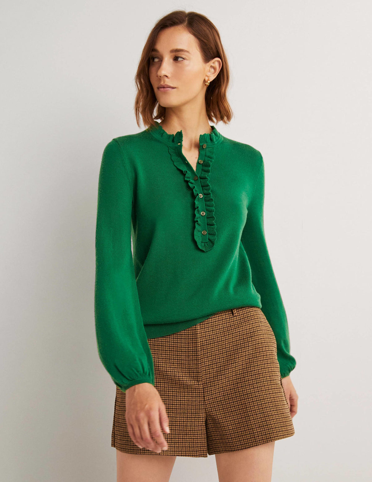 Button Front Merino Sweater-Trekking Green-1