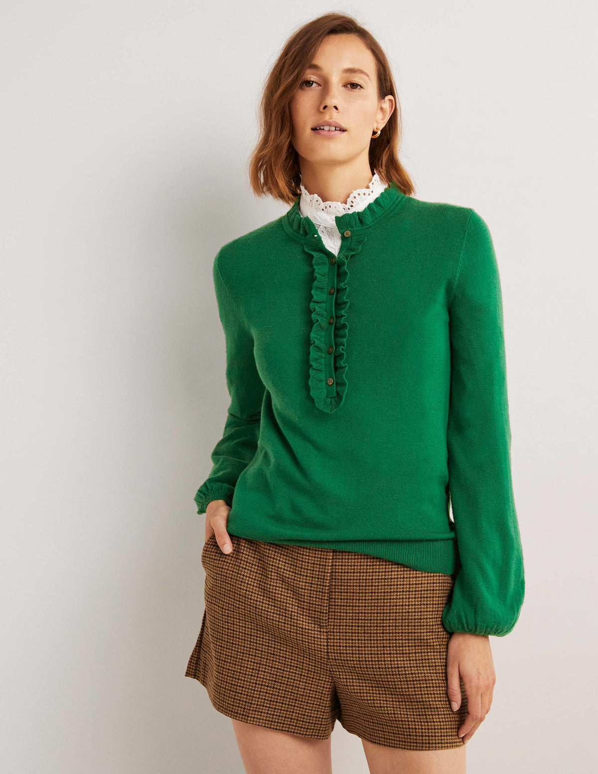 Button Front Merino Sweater-Trekking Green - Image 4