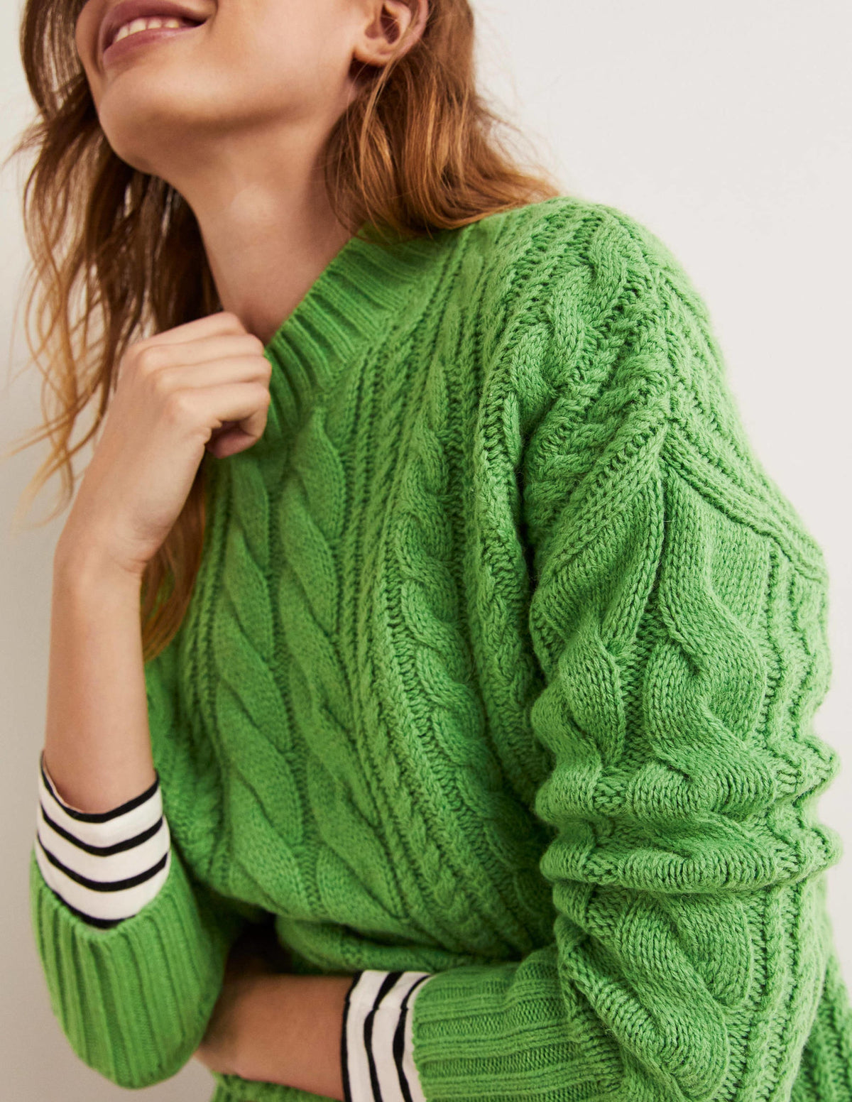 Cable Knit Sweater-Iguana Green-3