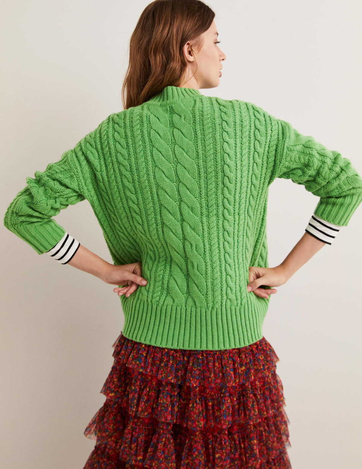 Cable Knit Sweater-Iguana Green - Image 4